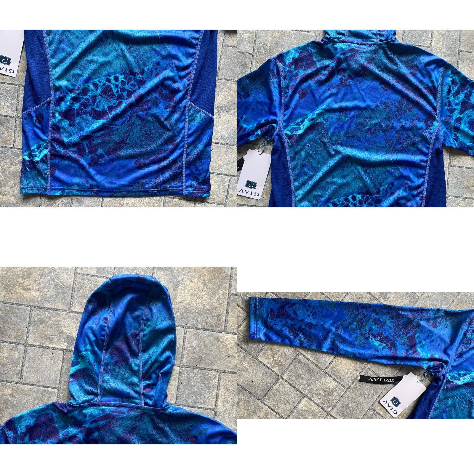 Realtree Avid Mens SMALL Hooded Long Sleeve Realtree Wav3 Moisture Wicking UV Protection Shirt Hoodie Camouflage Blue Mens Size US S / EU 44-46 / 1 - 10 Thumbnail
