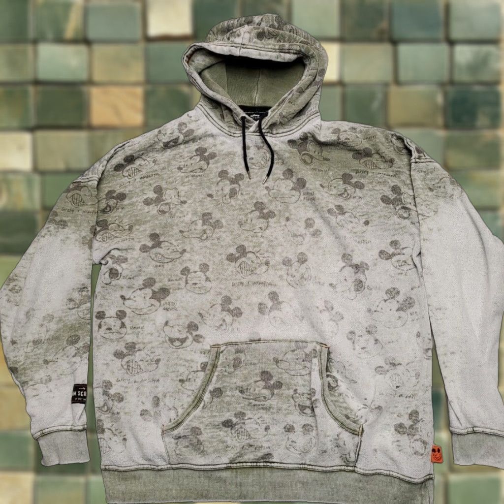 Disney Disney Artist Series Hoodie Mens XL Faded Green Burnout MM Script Bret Iwan Size US XL / EU 56 / 4 - 1 Thumbnail