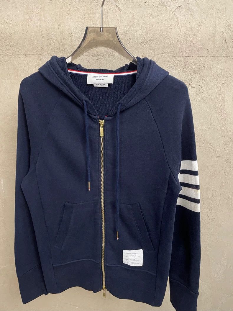 Thom Browne Thom browne Dark blue four-striped zipper jacket 2504-Nexta Size US S / EU 44-46 / 1 - 3 Thumbnail