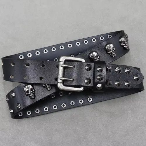 Japanese Brand Matsuda x Asai Skull Studded Punk Leather Cowboy Belts Size ONE SIZE - 1 Thumbnail