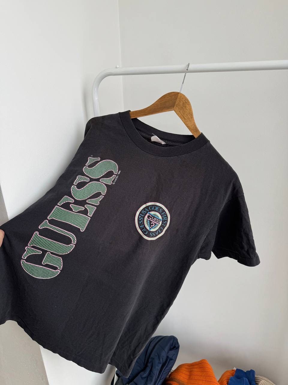 Guess × Vintage Guess 1989 vintage rare distressed faded crashed tee Size US XL / EU 56 / 4 - 6 Thumbnail