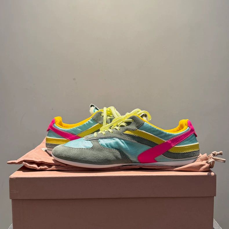 Miu Miu miu miu size 37.5 25ss Candy Color Nylon Paneled Suede Snea Size US 5 / EU 37 - 4 Thumbnail
