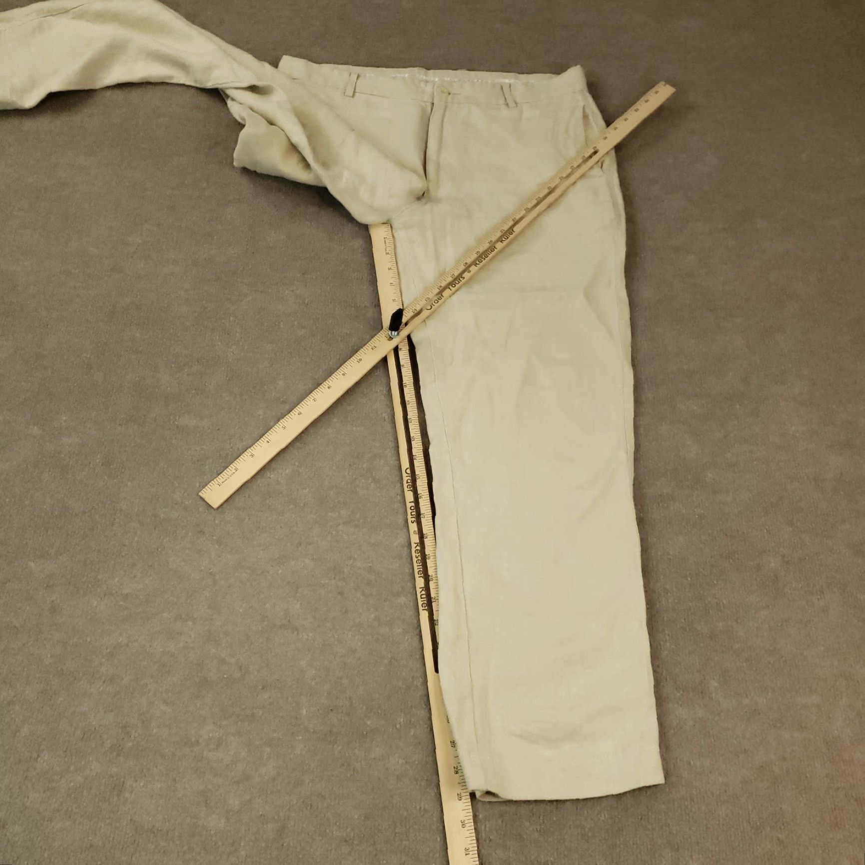 Vintage Island Importer Mens Dress Pants 36x30 Beige Linen Straight Leg Casual Pant Mens Size US 36 / EU 52 - 2 Thumbnail