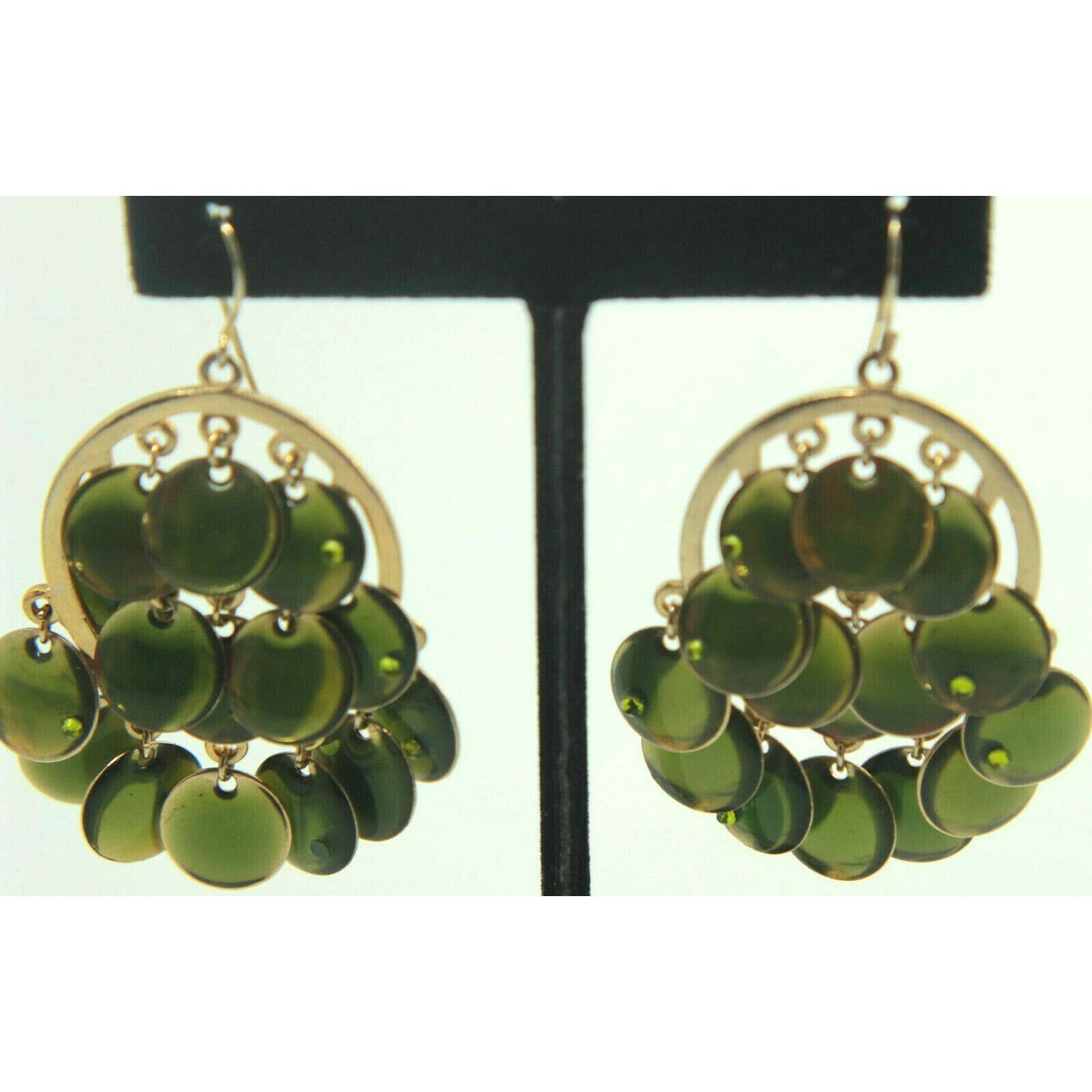 Other Vintage Green Rhinestone Enamel Orbs Earrings Dangles Hook Size ONE SIZE - 1 Thumbnail