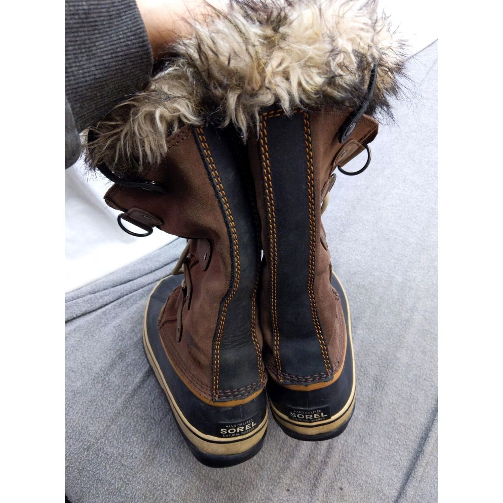 SOREL Sorel Womens Snow Boots Joan Of Arctic NL1540-256 Brown Suede Faux Fur Waterproof 9/40 Mid-Calf Lace Up Boots Womens Vintage: No Size US 9 / IT 39 - 6 Thumbnail