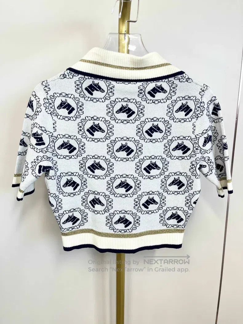 Gucci Gucci White animal pattern knitted short-sleeved polo shir Size XXS / US 00 / IT 34 - 2 Thumbnail