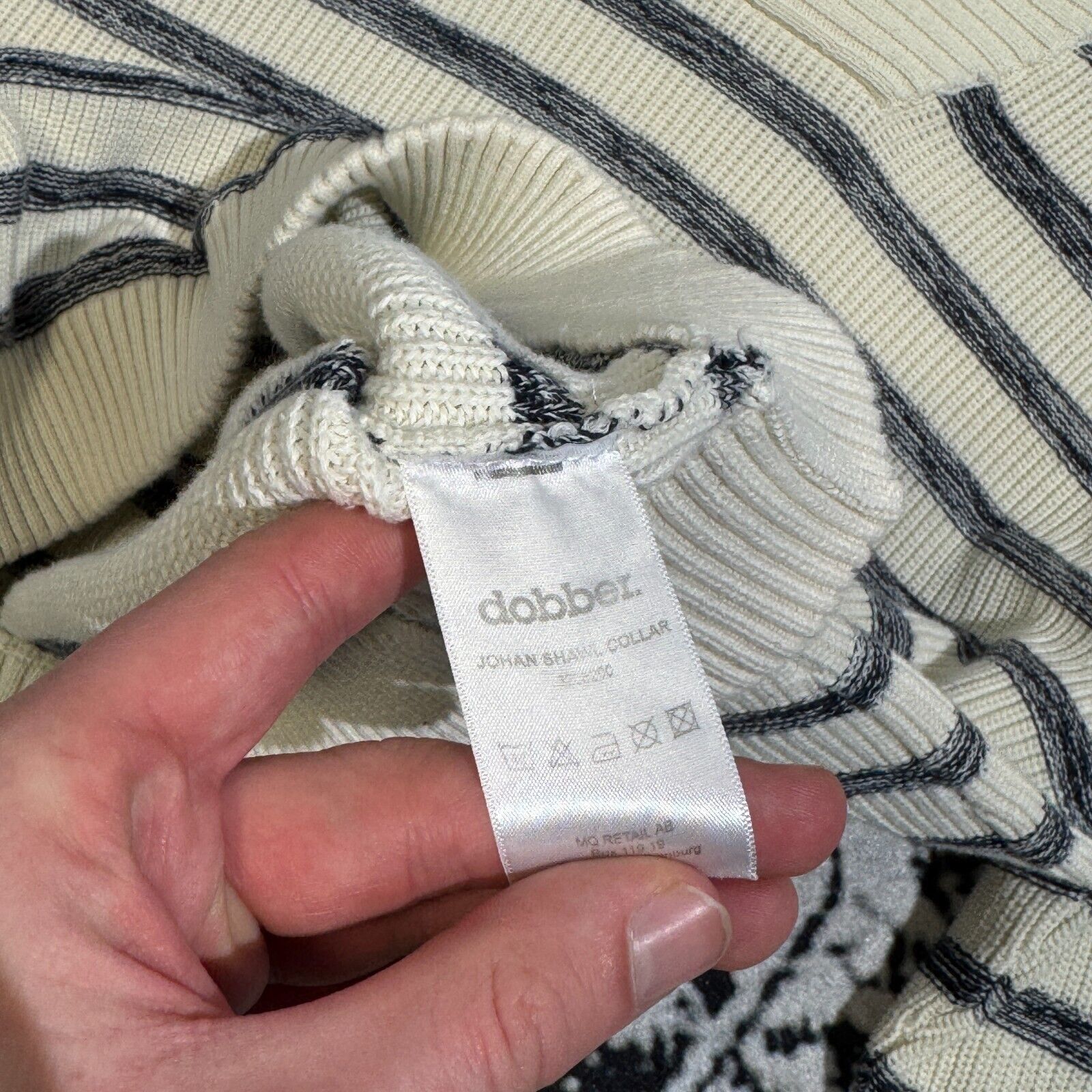 Vintage Vintage Dobber Unisex White Gray Striped Turtleneck Size XL Size US XL / EU 56 / 4 - 5 Thumbnail