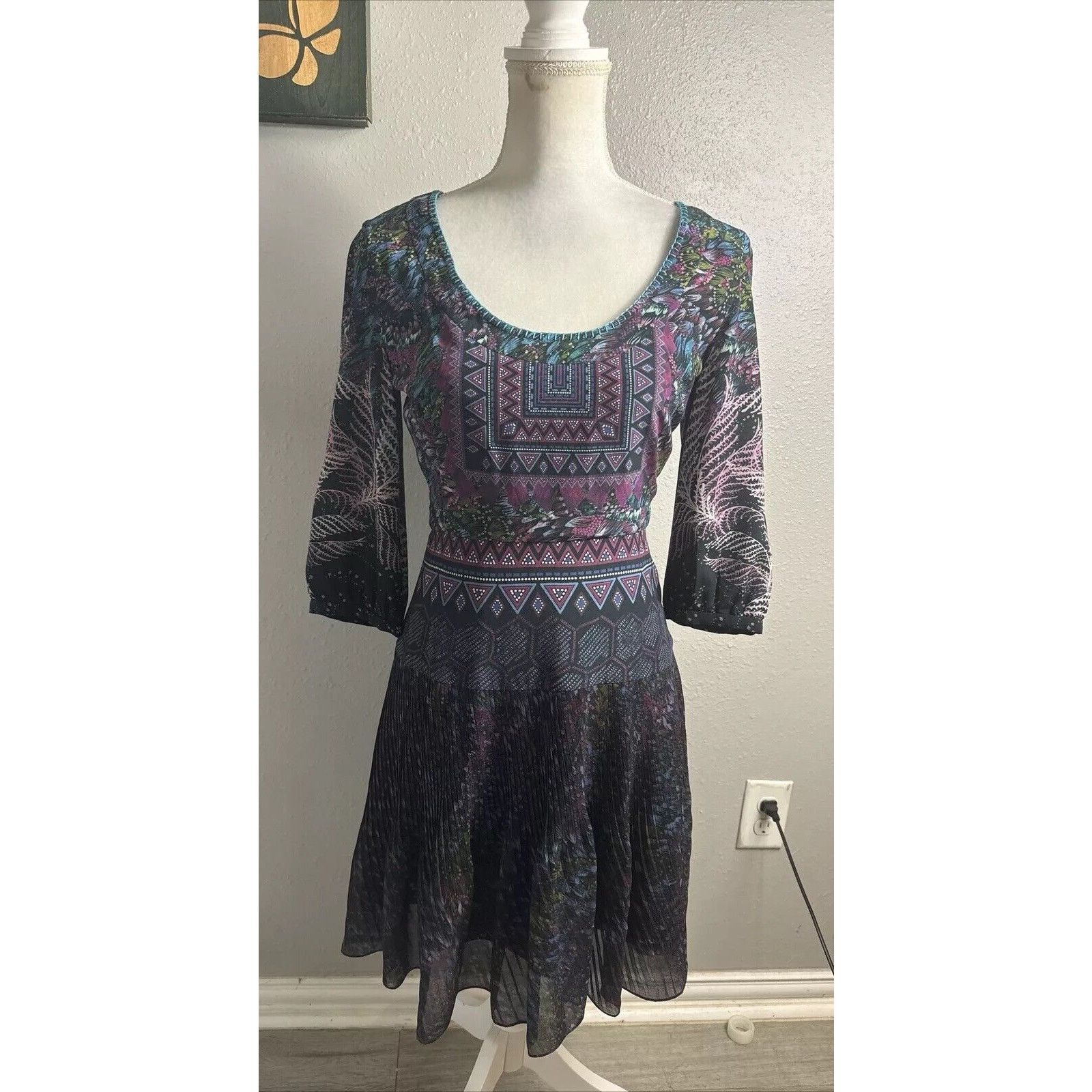 Other Saloni Multicolor 100% Silk Dress Size 4 Size S / US 4 / IT 40 - 2 Thumbnail