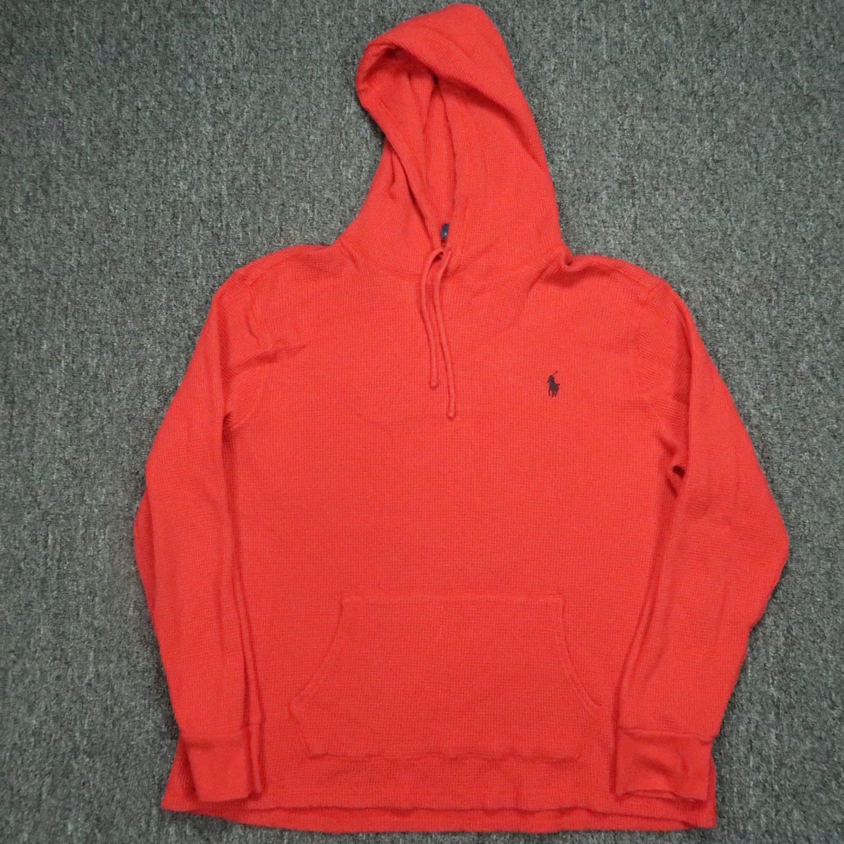 Polo Ralph Lauren VINTAGE Polo Ralph Lauren Hoodie Mens XL Red Waffle Knit Thermal Kangaroo Pocket Hooded Size US XL / EU 56 / 4 - 2 Thumbnail