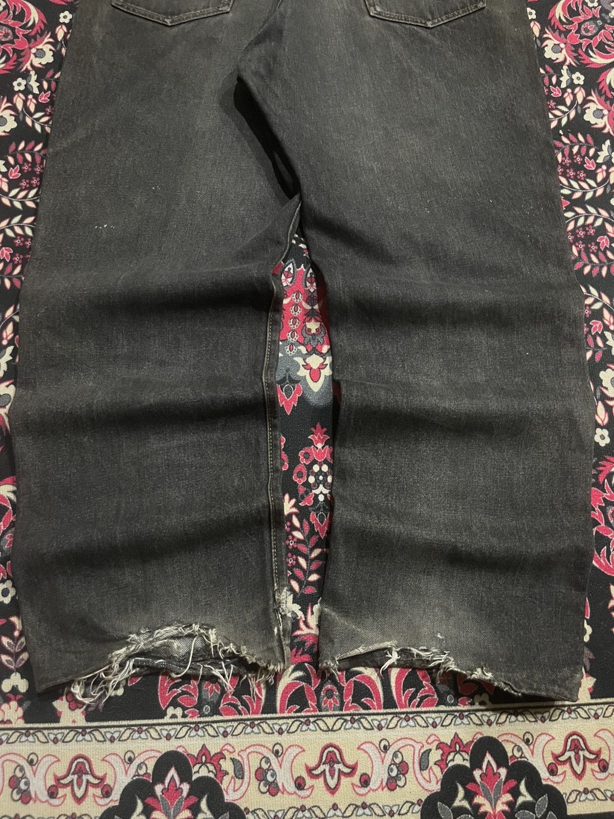 JNCO ⚡️Baggy⚡️Vintage Japanese Brand Brownish Black Frayed Leg Jean Size US 34 / EU 50 - 9 Thumbnail