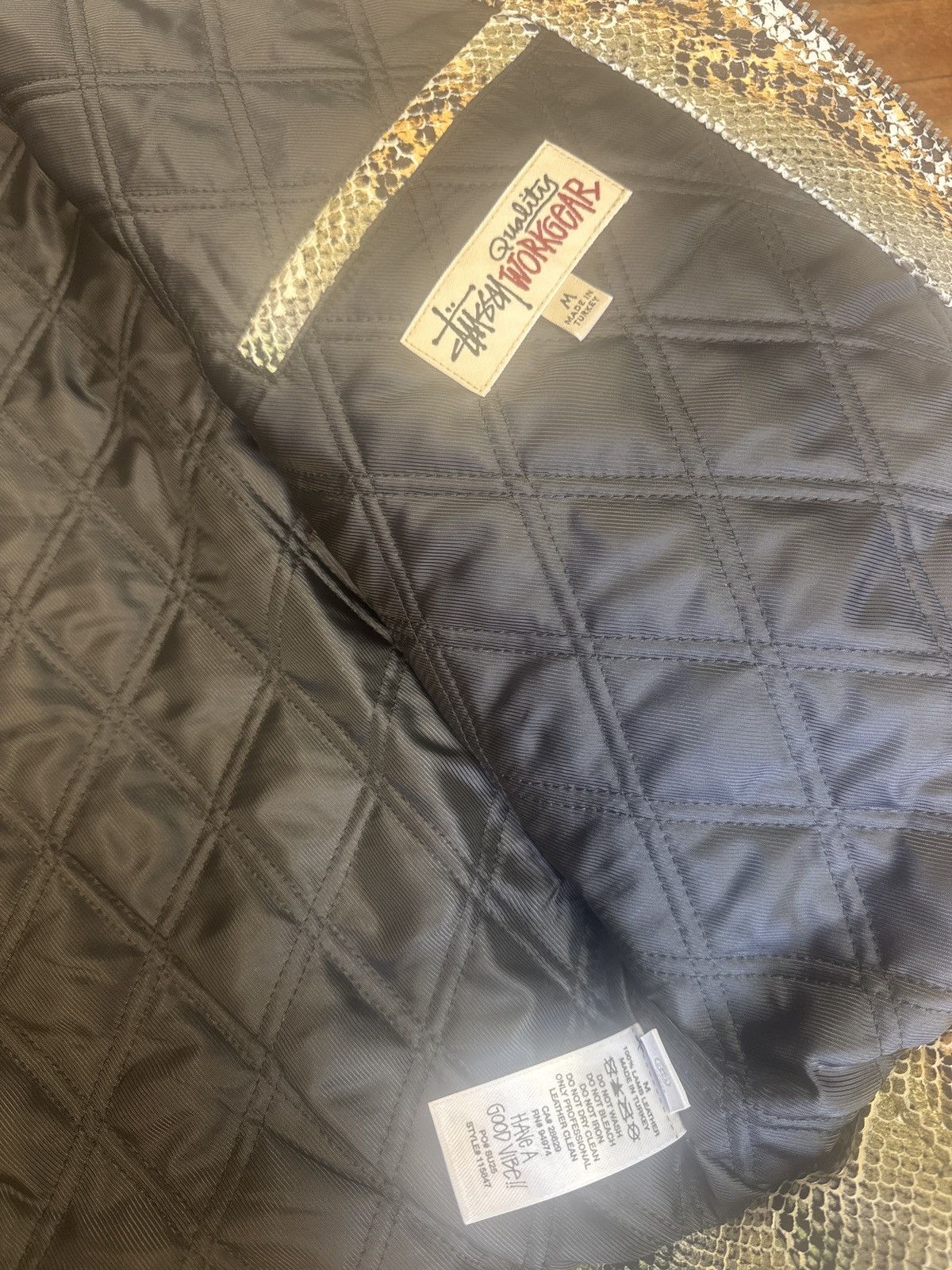 Stussy Leather snake print garage jacket Size US M / EU 48-50 / 2 - 2 Thumbnail