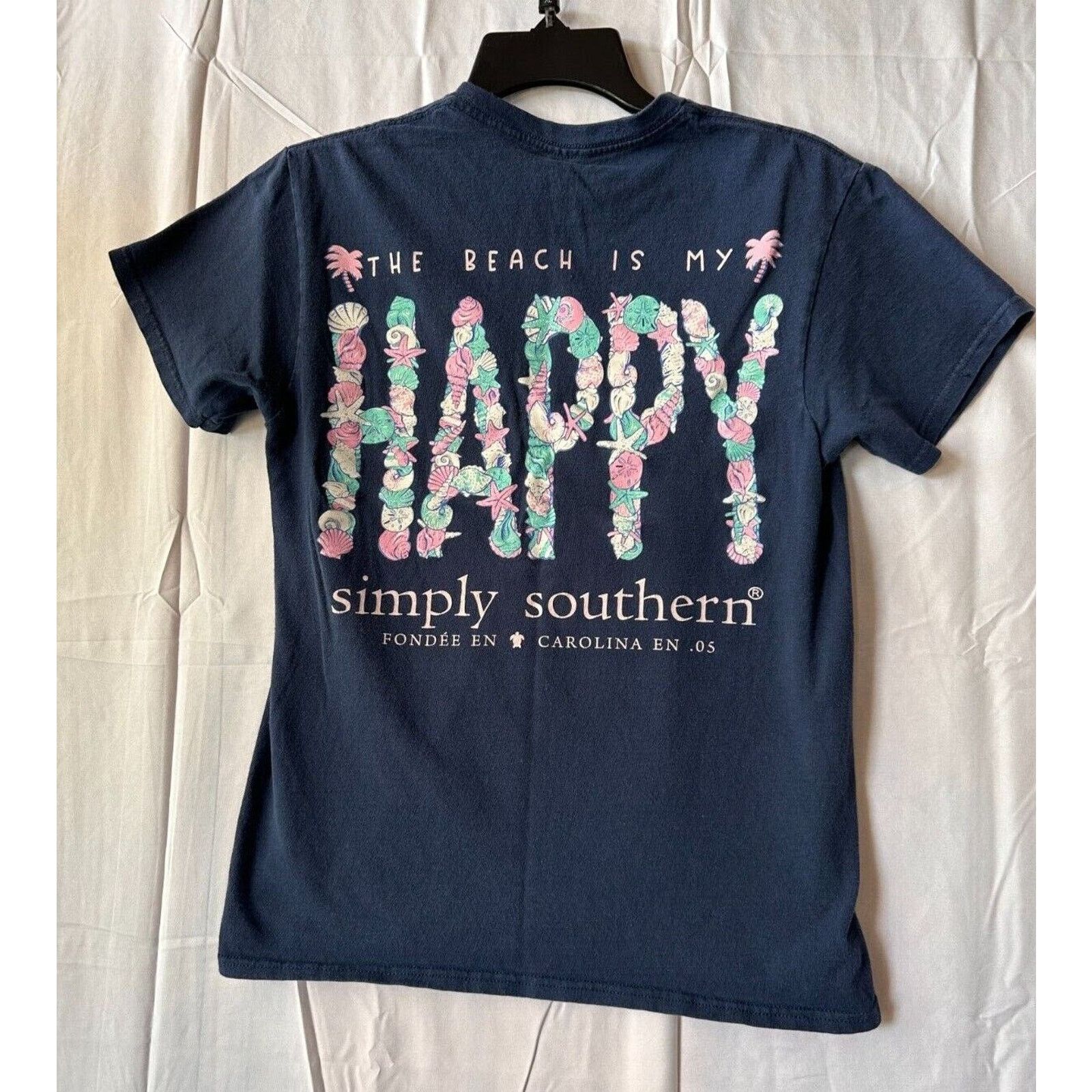 Other SIMPLY SOUTHERN "The Beach is my HAPPY" Navy Small T-shirt Size S / US 4 / IT 40 - 4 Thumbnail