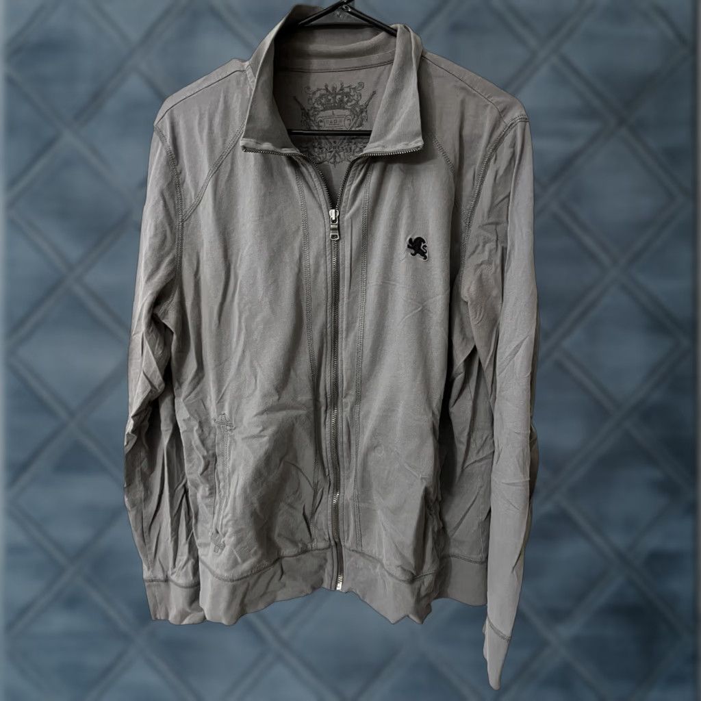 Express Express Gray Full Zip Sweater Size L Mens Mock Neck Lion Emblem Pockets Size US L / EU 52-54 / 3 - 1 Thumbnail