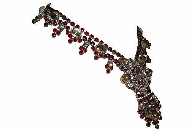 Designer Husar D. Czech Red Rhinestone Festoon Necklace Size ONE SIZE - 2 Thumbnail
