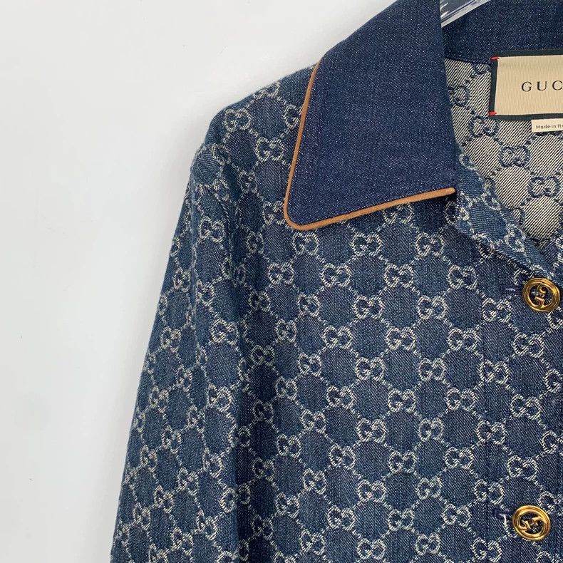 Gucci Gucci Size 36 Dark blue logo jaccard full print cotton lape Size US XS / EU 42 / 0 - 3 Thumbnail