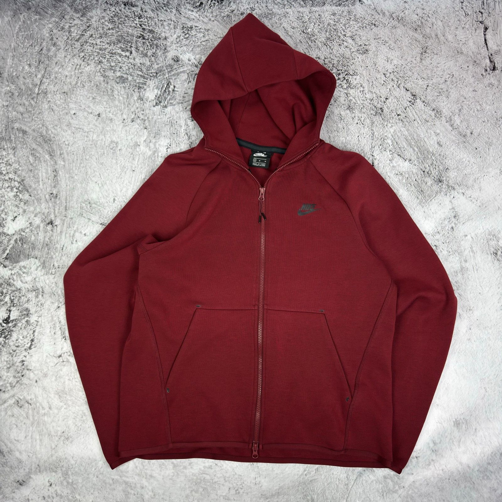 Nike Nike Tech Fleece Men's Red Cotton Spellout Full Zip Hoodie M Size US M / EU 48-50 / 2 - 2 Thumbnail