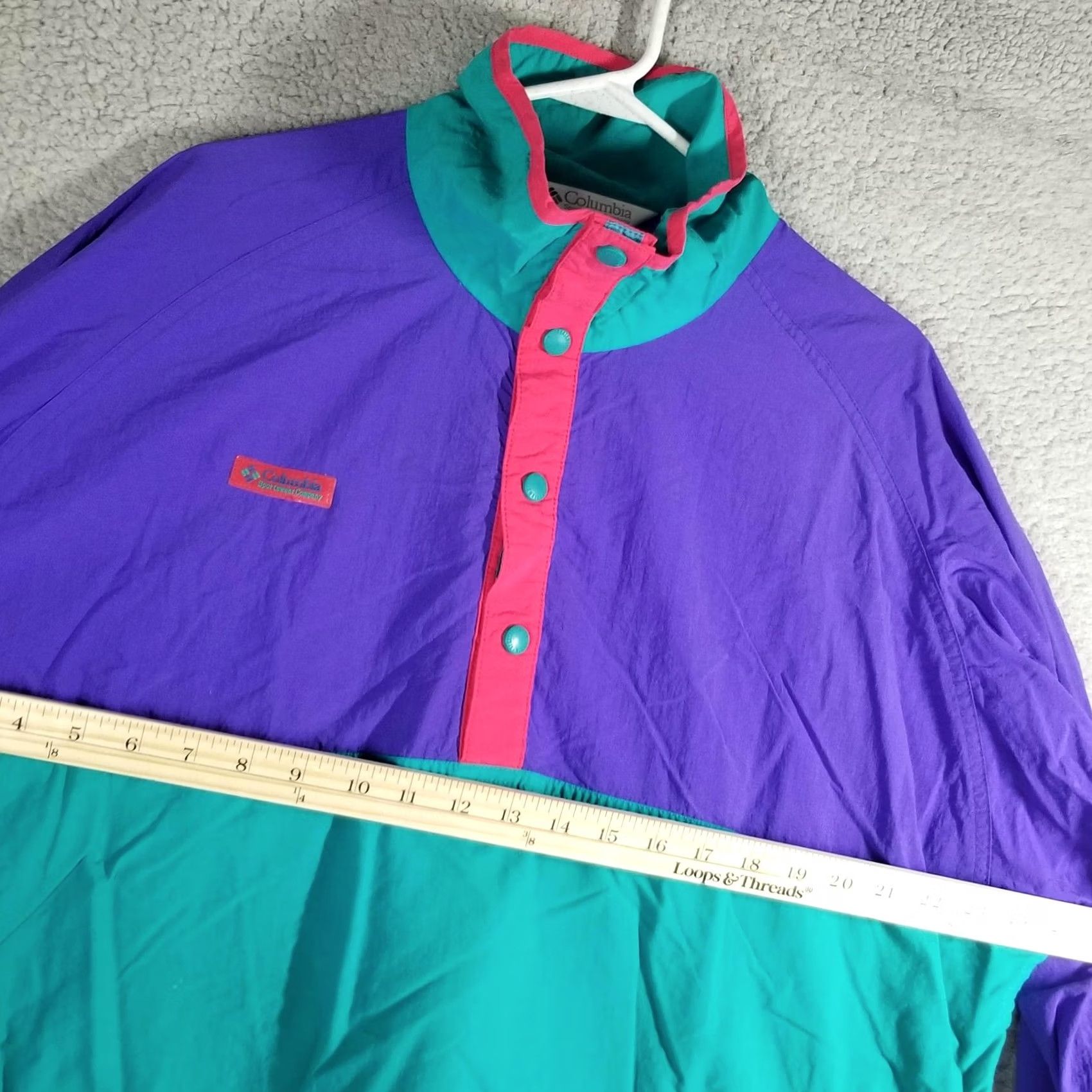 Altea Columbia Windbreaker Jacket Mens L Purple Teal Colorblock Snap Adjustable Wind-Resistant Lightweight Pockets zippered Short Stand-Up Collar Fall Size US L / EU 52-54 / 3 - 6 Thumbnail