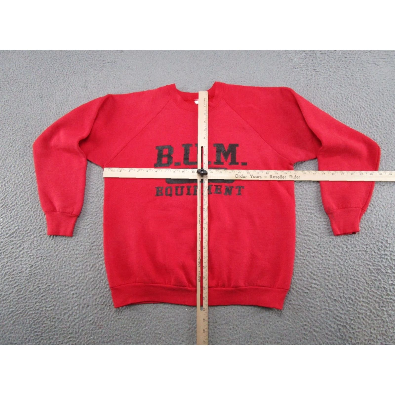 Equipment VINTAGE B.U.M Sweatshirt Raglan Long Sleeve Crew Neck 80s 90s Pullover Red Cotton Knit Logo Mens Size L Size US L / EU 52-54 / 3 - 6 Thumbnail