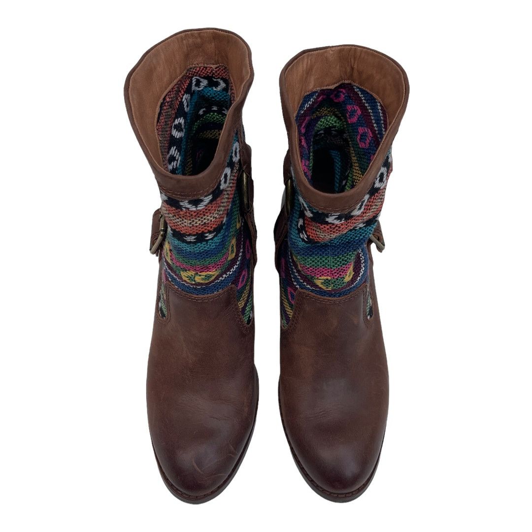 Lucky Brand Lucky Brand Boxer Brown Native Fabric Leather Heel Boot Sz 8 Size US 8 / EU 41 - 3 Thumbnail