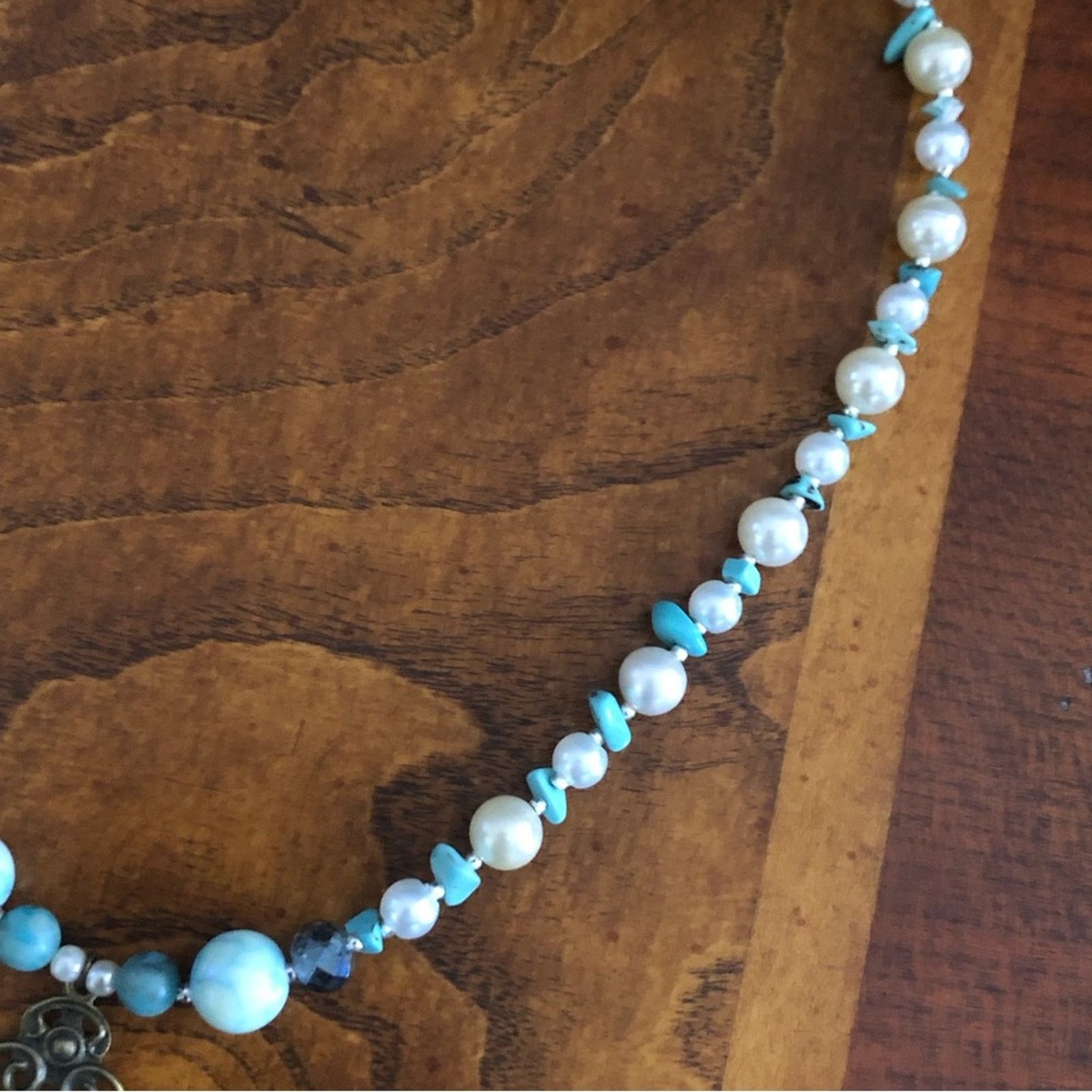 Handmade Handcrafted lady cameo filigree dyed agate howlite necklac Size ONE SIZE - 8 Thumbnail