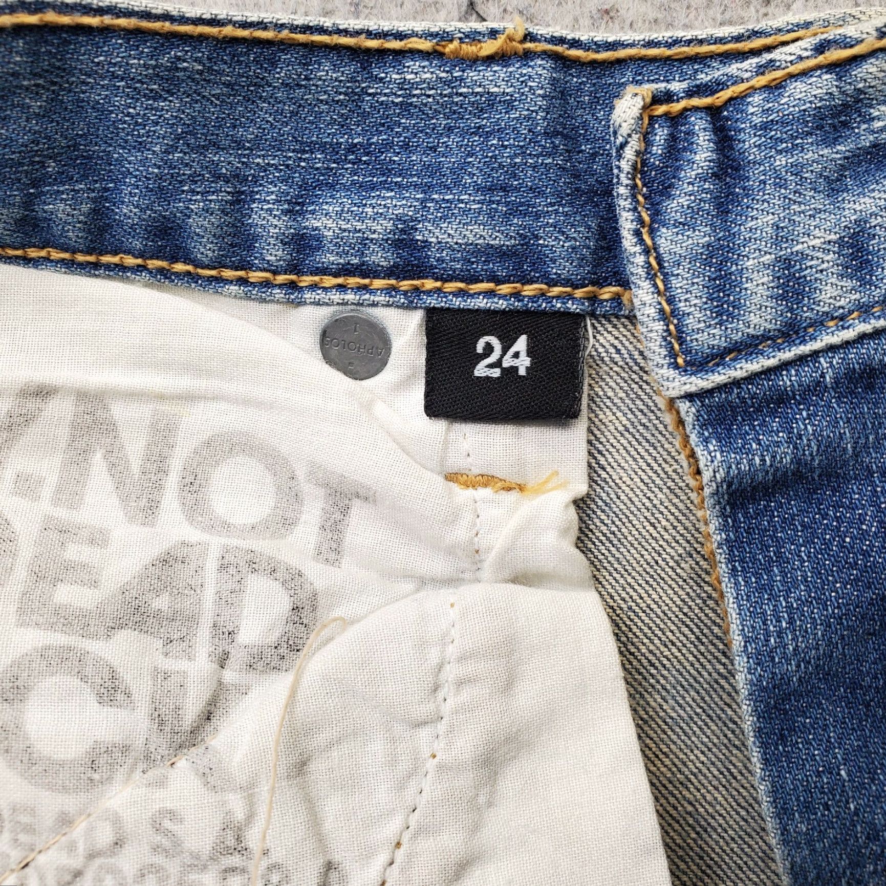 Vintage Ay Not Dead Jeans Womens 24 Skinny Blue Leather Knee Patches Streetwear 5-Pocket Design, Inseam 26.5" | Mens? Womens Size 42" / US 20 - 7 Thumbnail