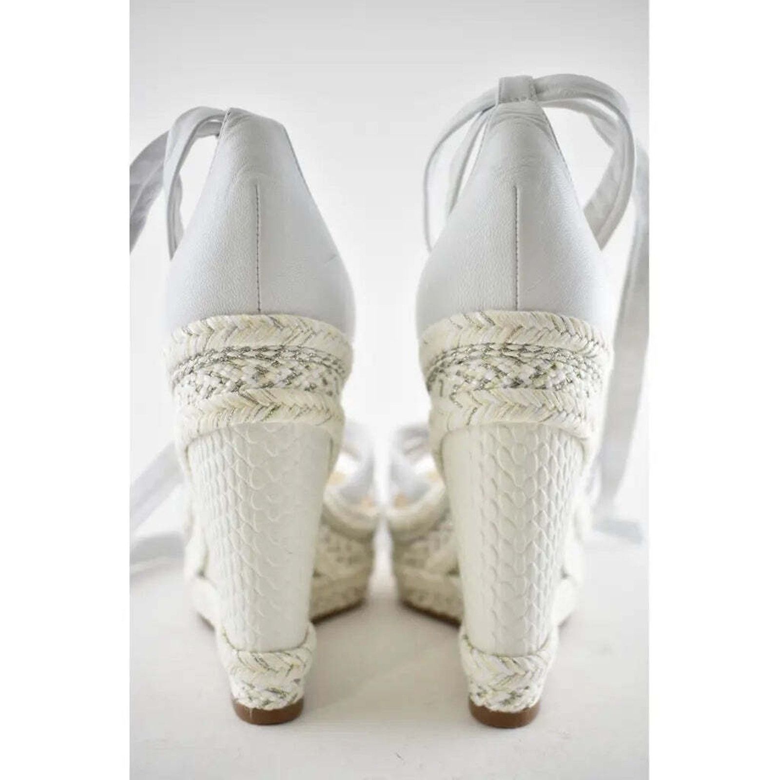Christian Louboutin Lagoadonna 120 White Lace Up Platform Wedge Sandal Heel 41 Size US 11 / IT 41 - 11 Thumbnail