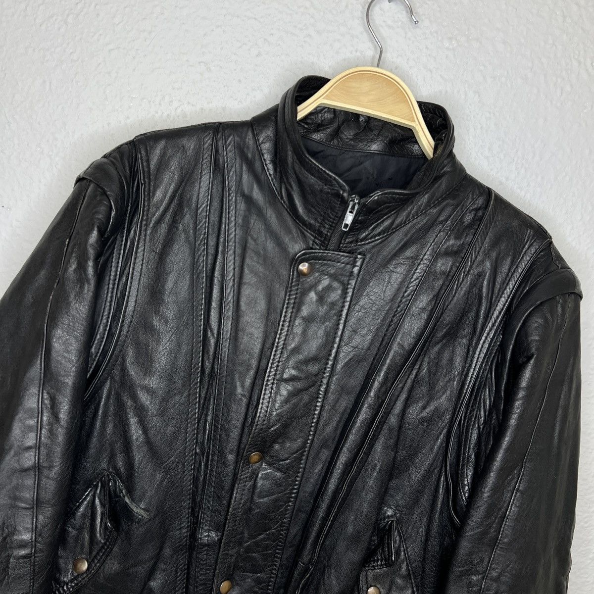 Vera Pelle × Vintage Vintage Leather Jacket Biker Ramones Black Genuine Trucker Size US M / EU 48-50 / 2 - 4 Thumbnail
