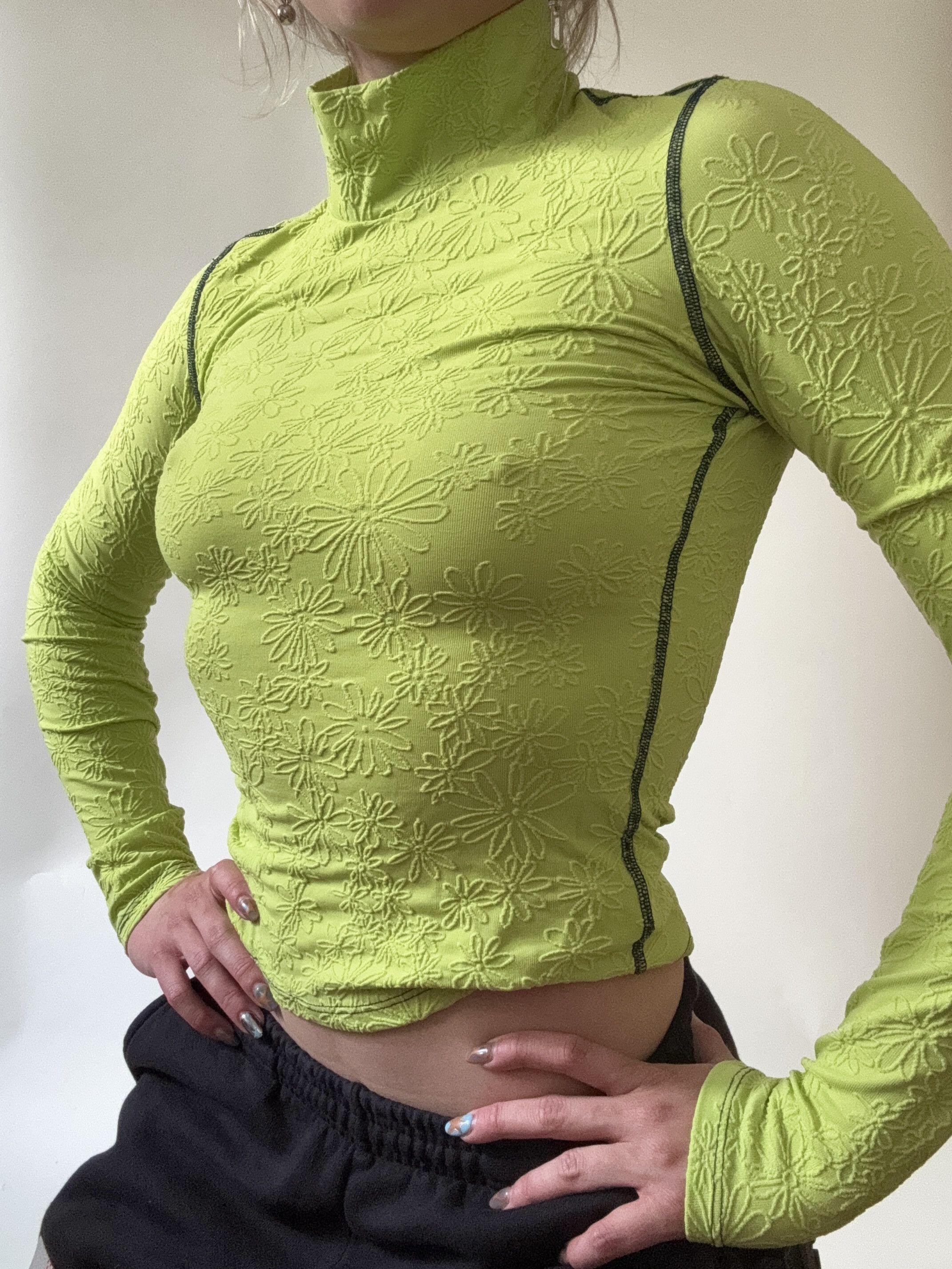 Eckhaus Latta Eckhaus Latta Floral Stretch Mock Neck Top Size S / US 4 / IT 40 - 4 Thumbnail