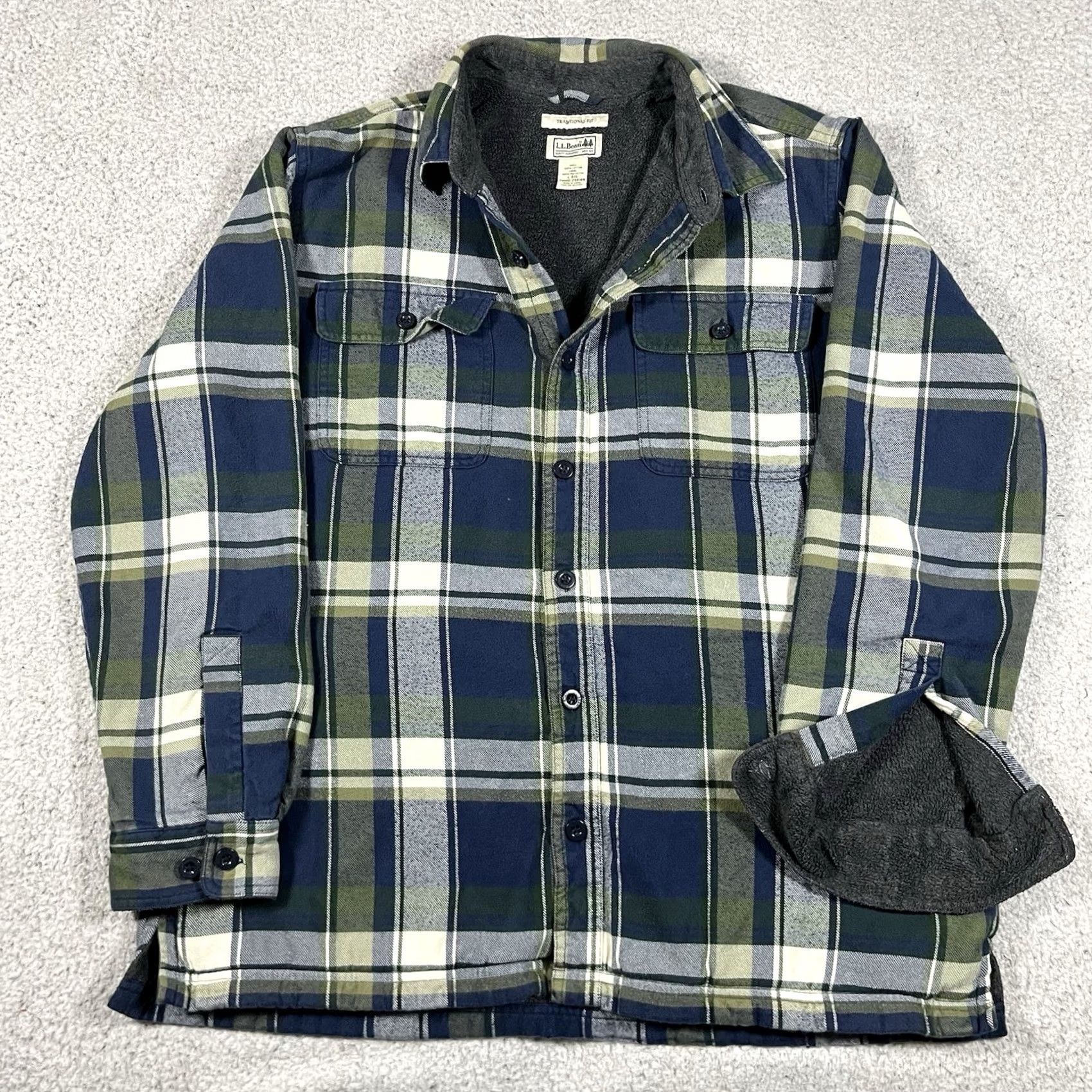 Vintage LL Bean Shirt Mens L Plaid Heavy Fleece Sherpa Lined Shacket Flannel Pockets Size US L / EU 52-54 / 3 - 2 Thumbnail