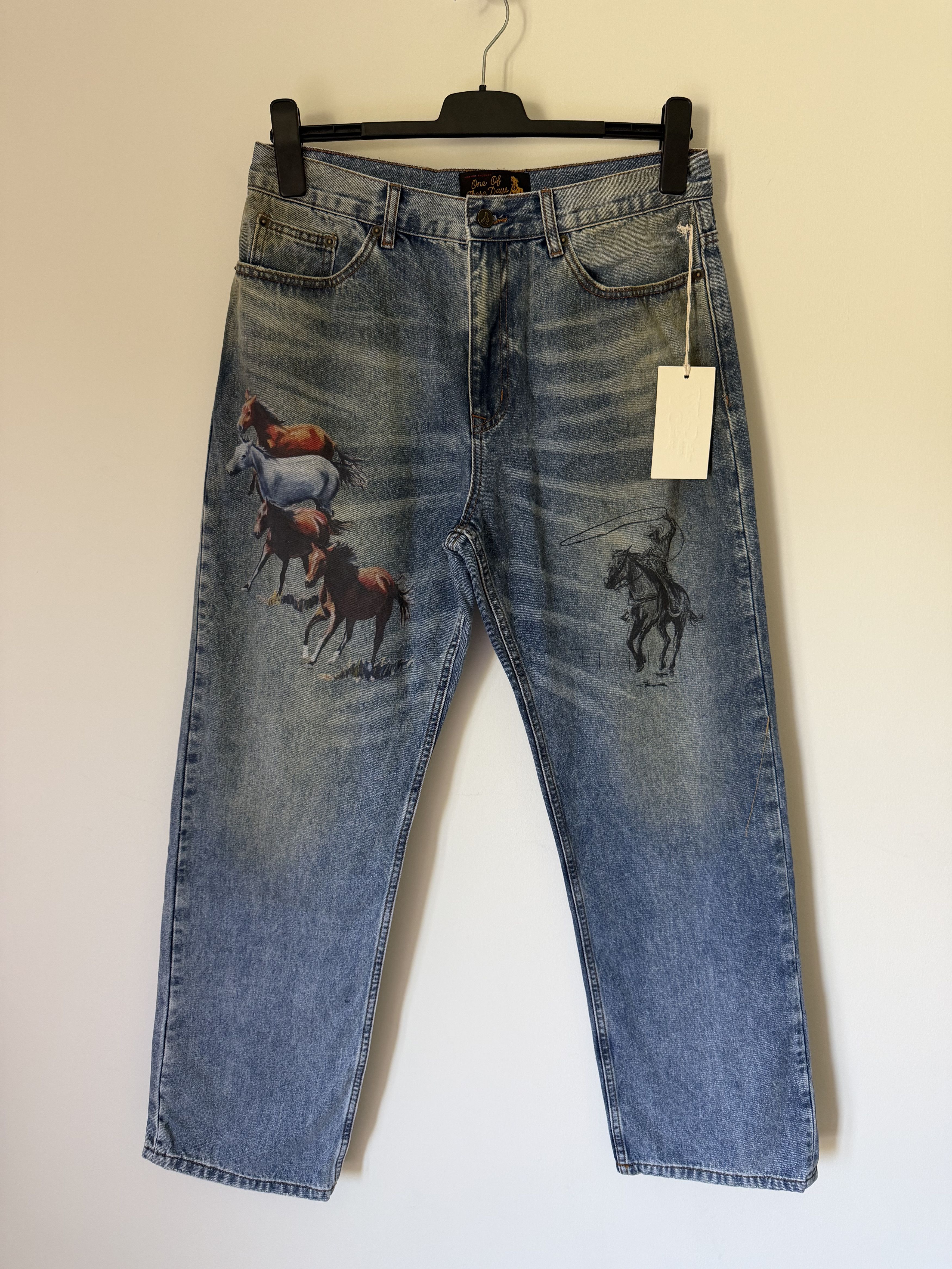 One of These Days One Of These Days All Over Print Jeans in Blue Size US 34 / EU 50 - 1 Thumbnail
