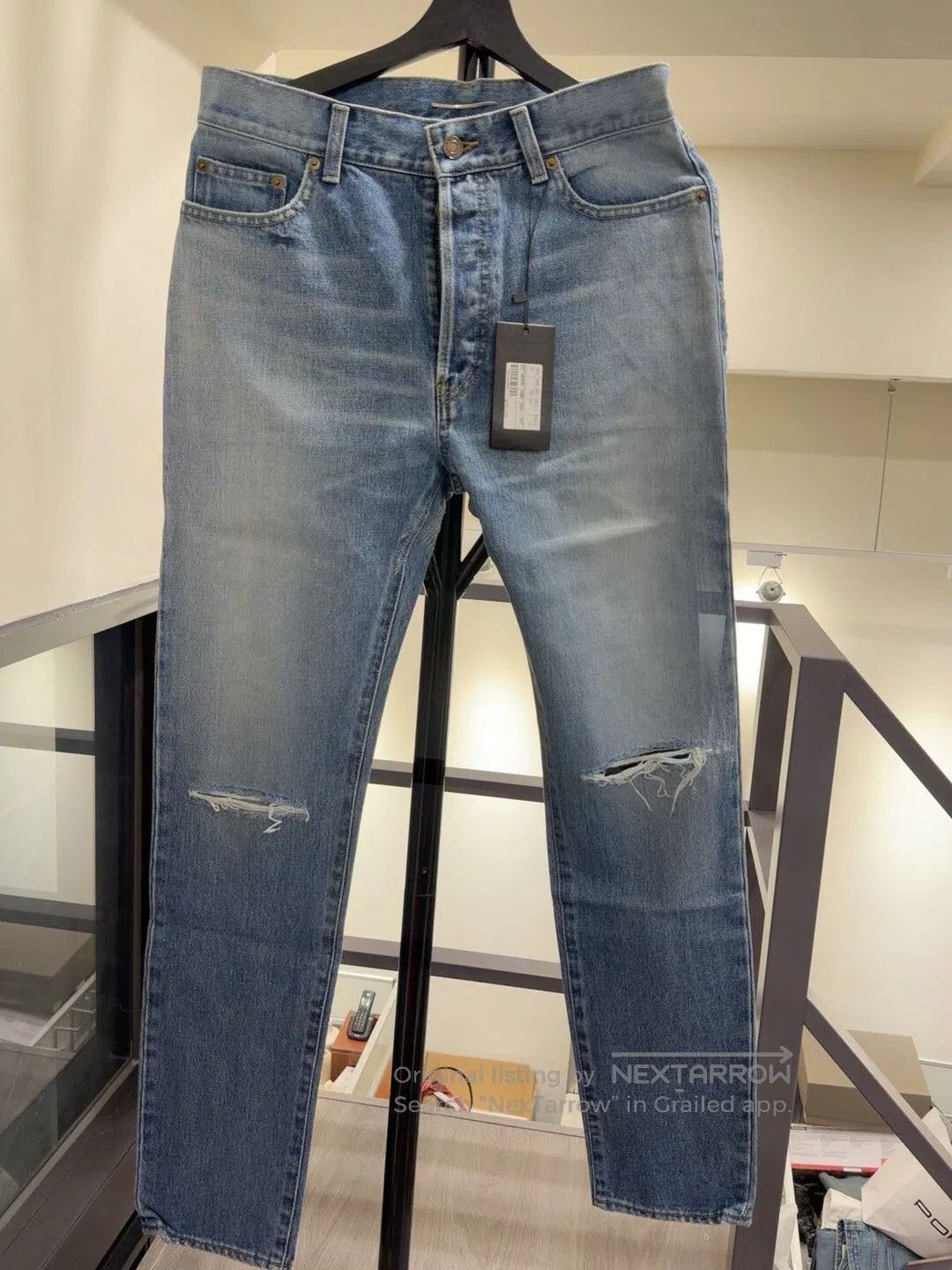 Saint Laurent Paris Saint Laurent Distressed Denim Jeans. Size US 30 / EU 46 - 1 Thumbnail