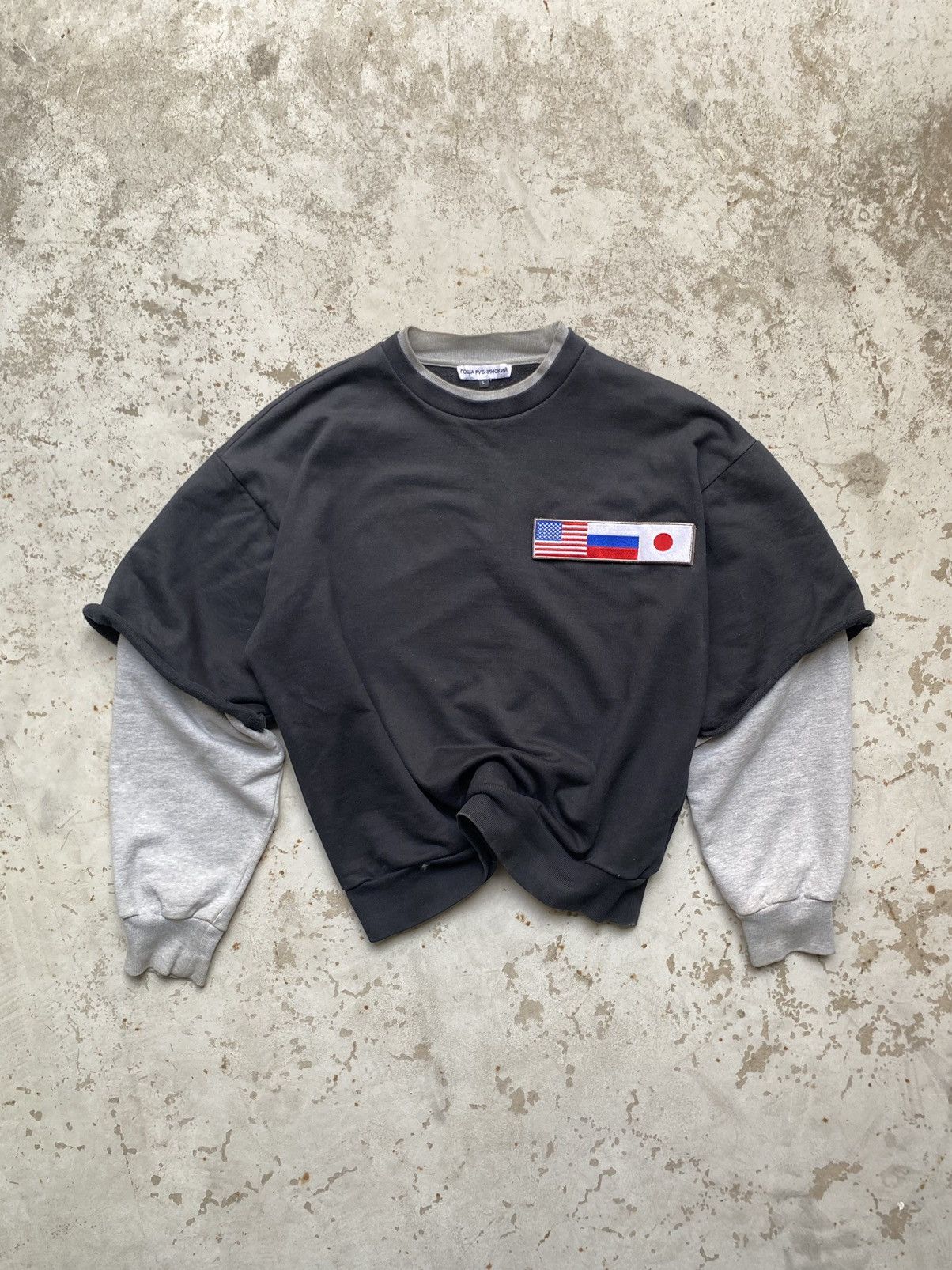 Gosha Rubchinskiy GOSHA RUBCHINSKIY COMBO FLAG SWEATSHIRT Size US L / EU 52-54 / 3 - 6 Thumbnail