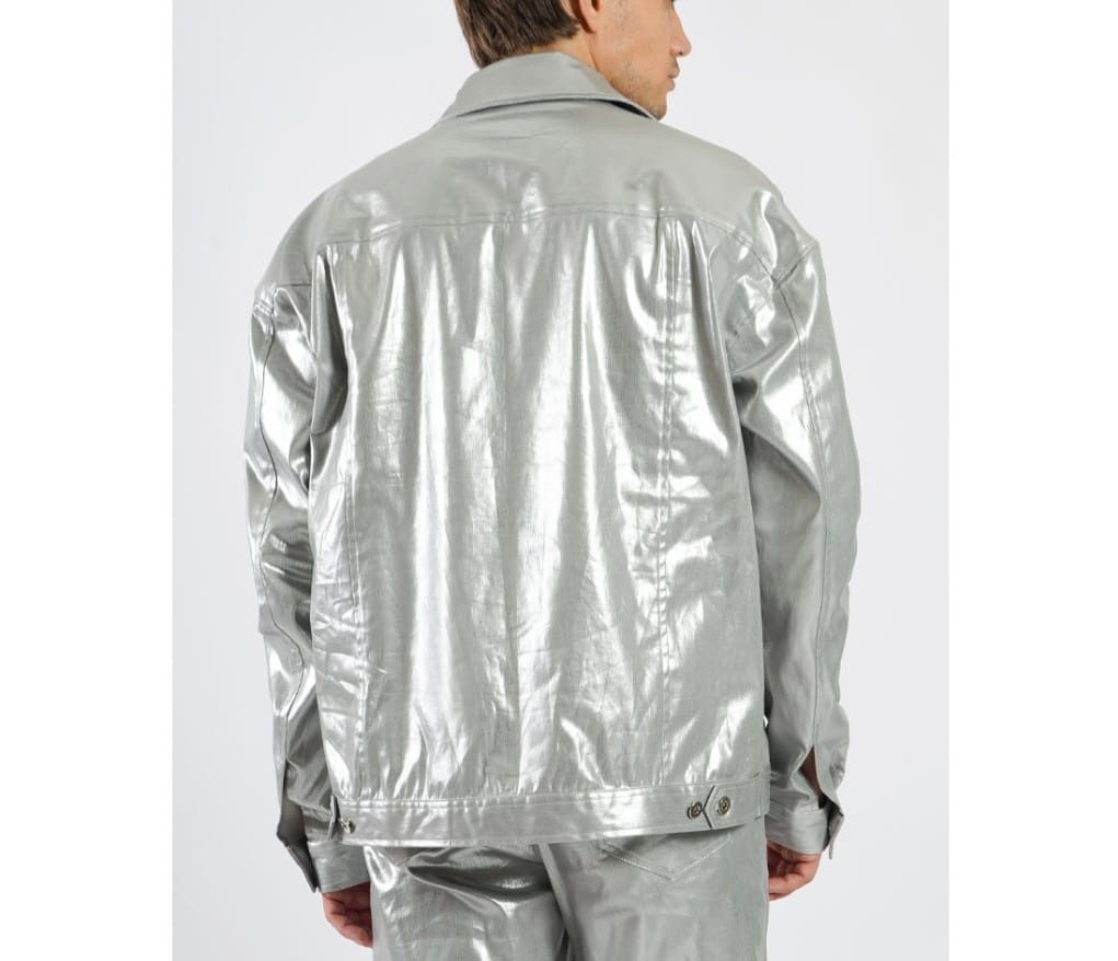 Designer OWC Silver Denim Jacket (oversize) Size US L / EU 52-54 / 3 - 2 Thumbnail