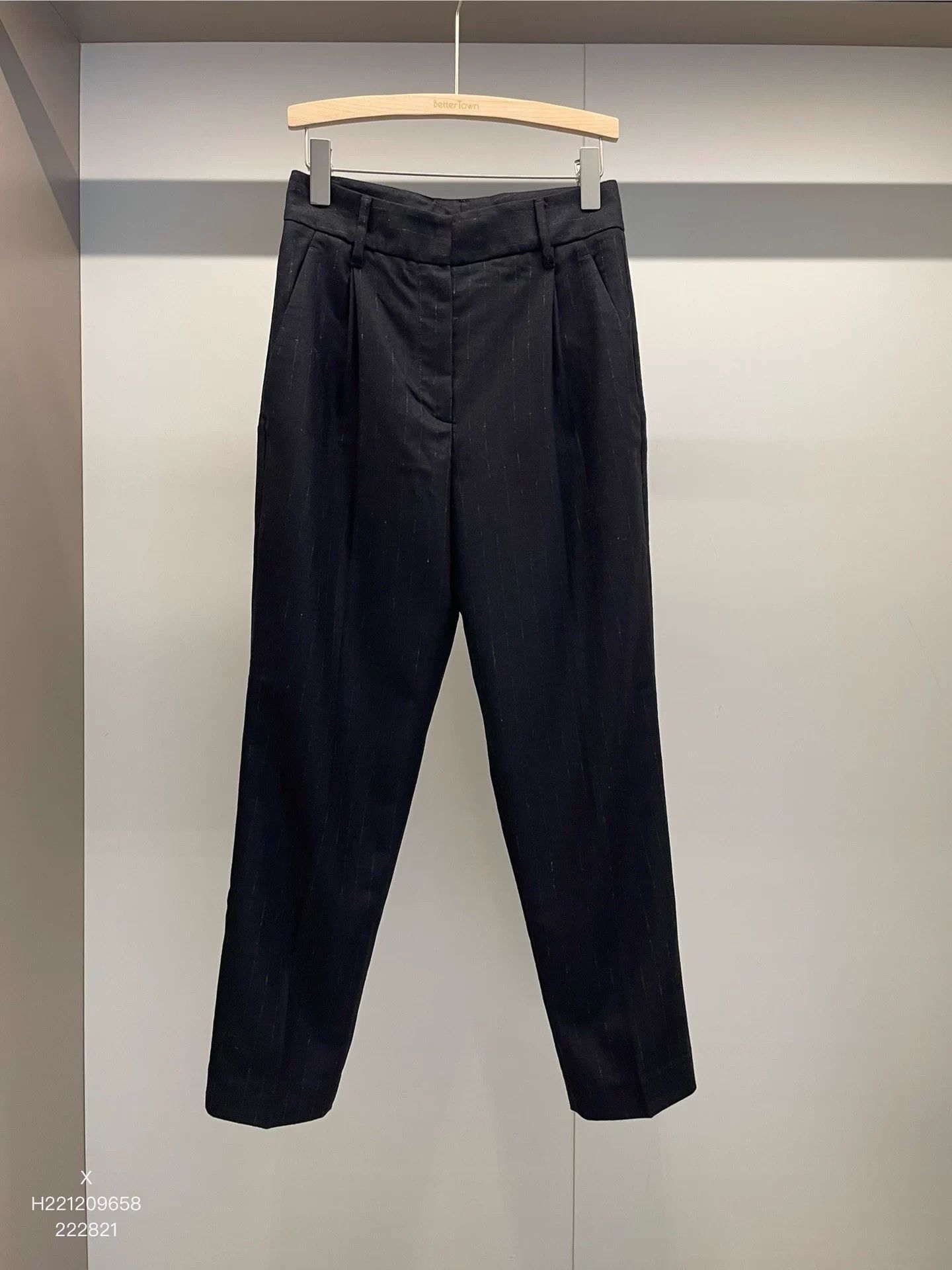 Brunello Cucinelli BC Black Gold Thread Virgin Wool Trousers F34 Size US 34 / EU 50 - 1 Thumbnail