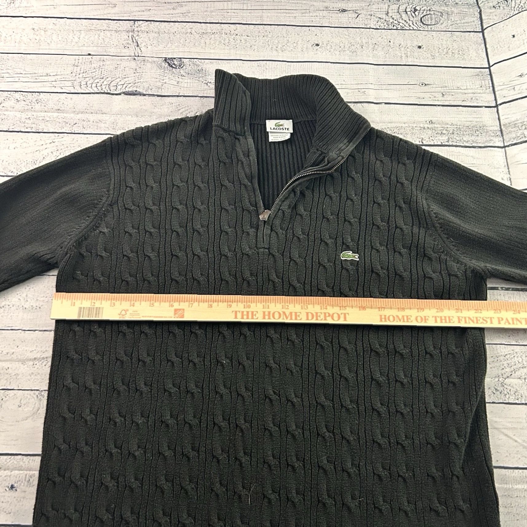 Lacoste Lacoste 1/4 Zip Pullover Cableknit Sweater Men Black 6 Adult Medium? Size US S / EU 44-46 / 1 - 5 Thumbnail