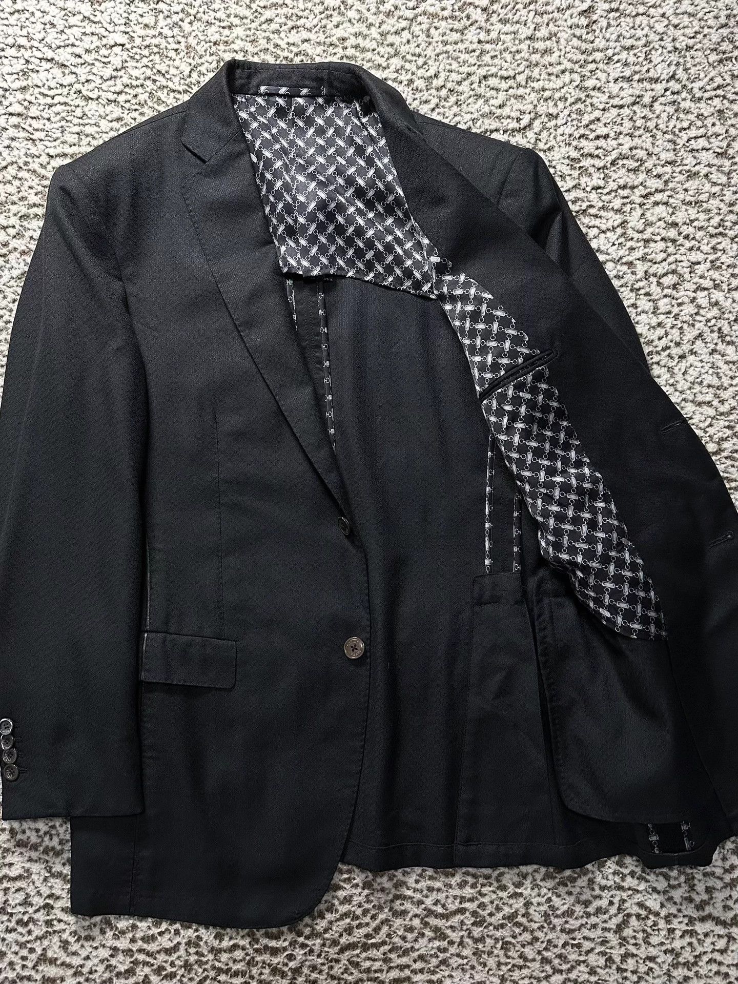 Zilli Zilli Wool-Silk 50-50 Blazer w/Leather Accents Size50 Size 50S - 2 Thumbnail
