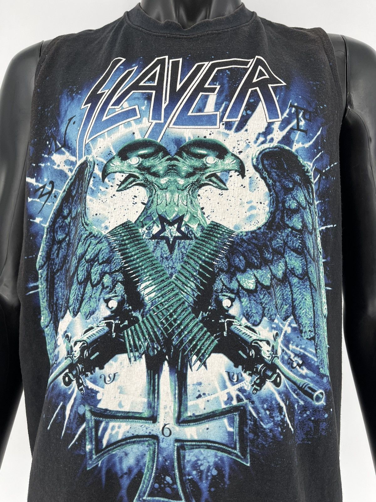 Band Tees × Slayer × Vintage !! VERY RARE !! Vintage Faded 90s Slayer Band Size US XL / EU 56 / 4 - 9 Thumbnail