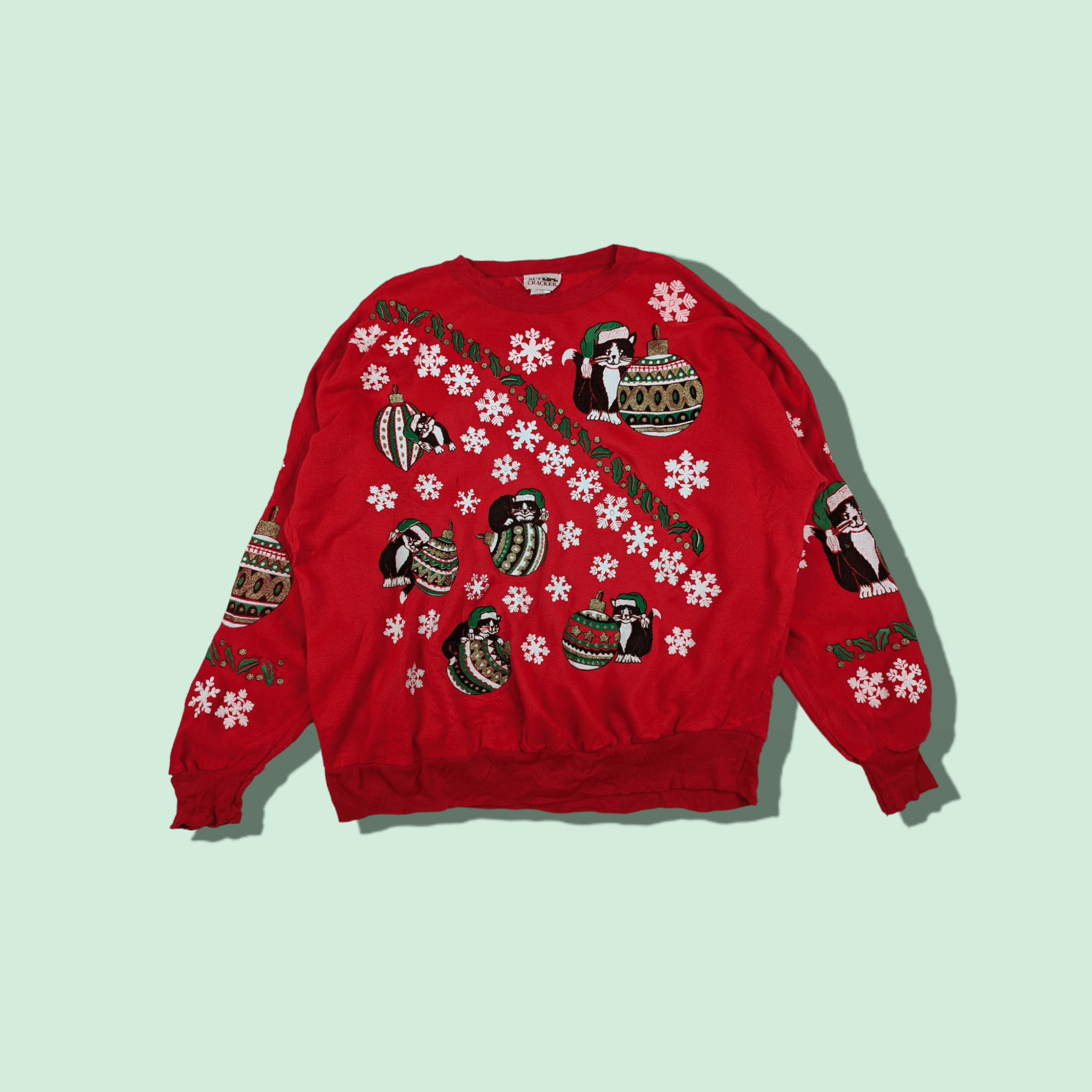 Vintage Vintage 90's NUT CRACKER Cat Full Print Christmas Jumper Size XXL / US 16-18 / IT 52-54 - 1 Thumbnail