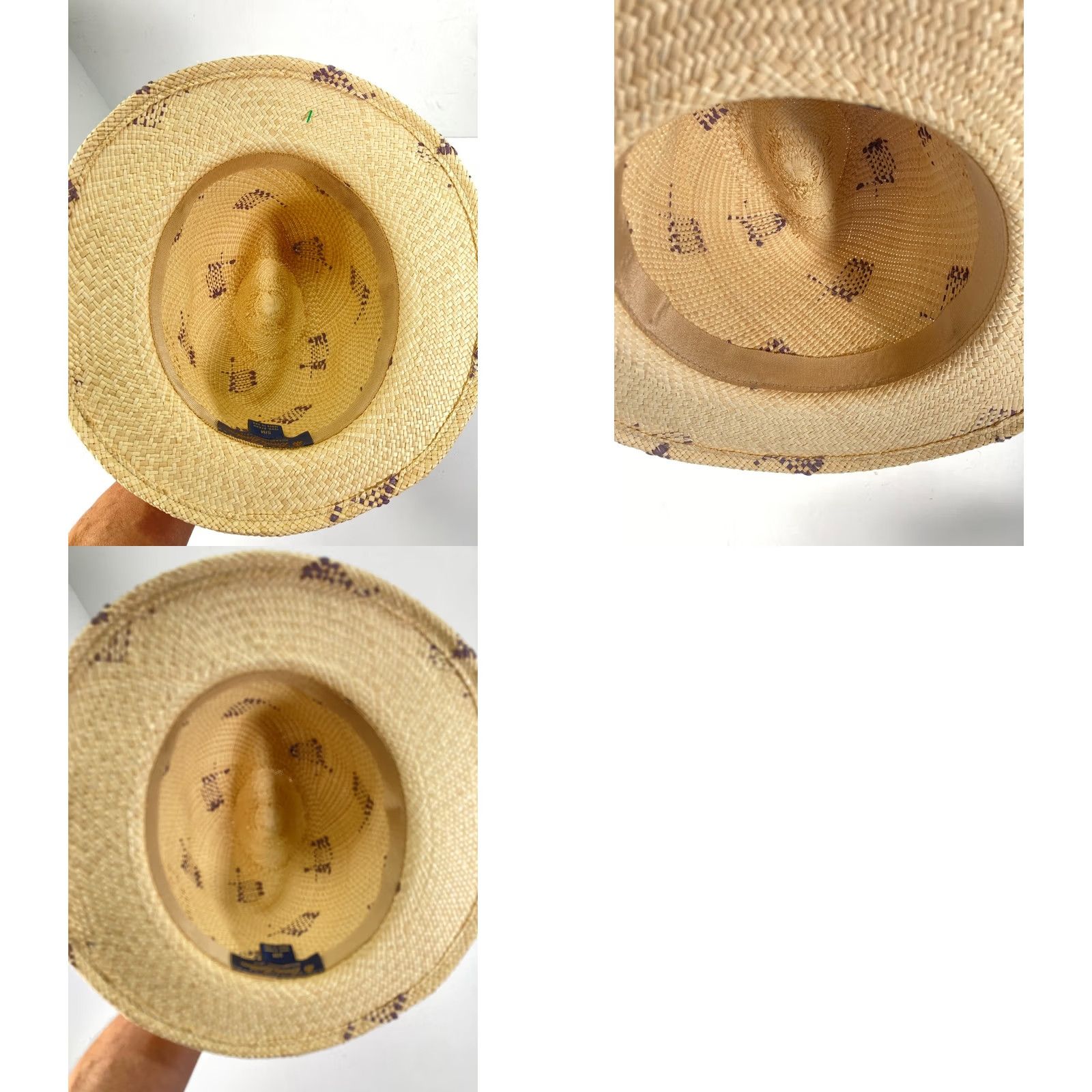 Brooks Brothers VINTAGE Brooks Brothers Panama Fedora Straw Hat Mens S/M Beige Fish Print Western Cowboy Size ONE SIZE - 9 Thumbnail