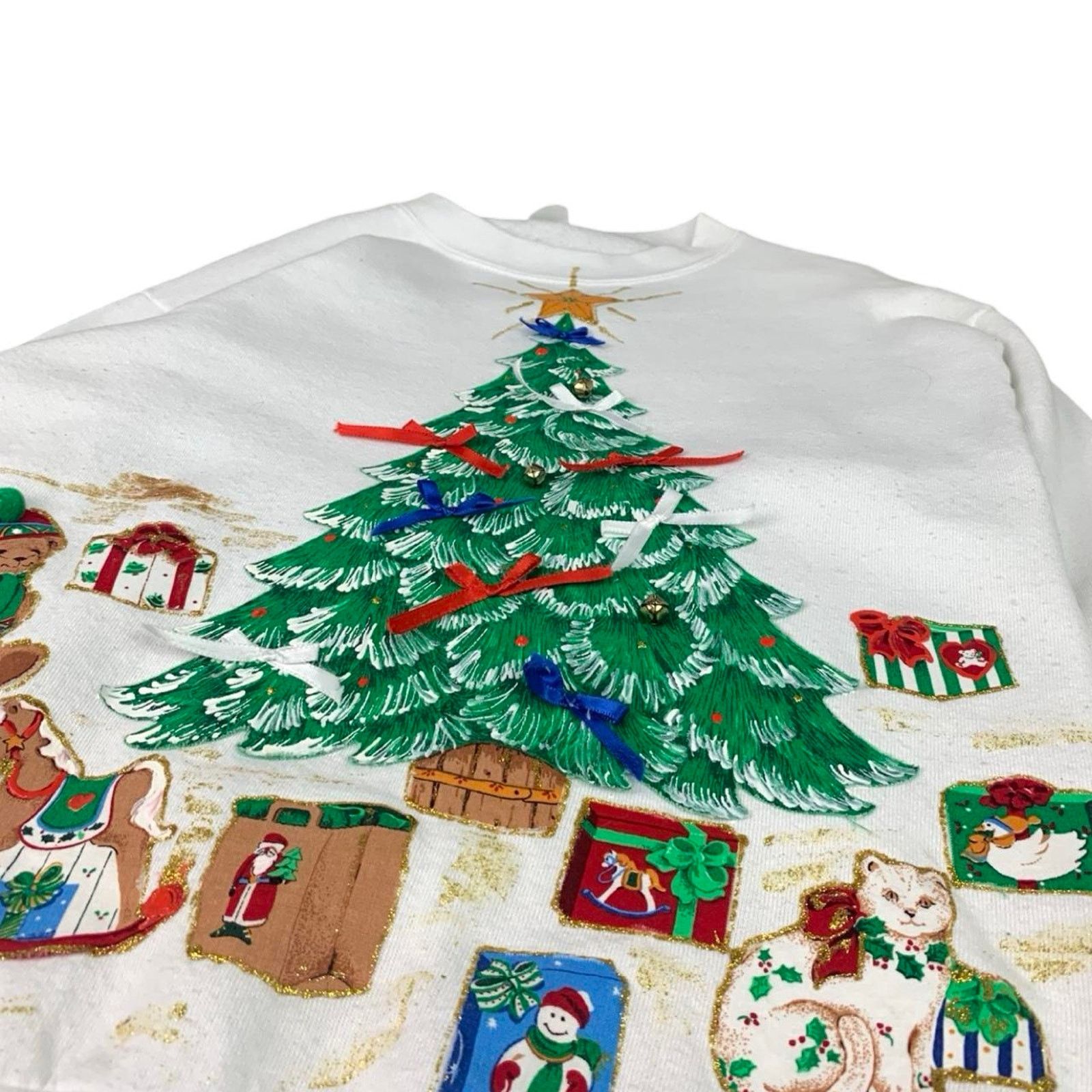 Vintage Vintage Coquette Christmas Tree Holiday 90s Sweatshirt Size M / US 6-8 / IT 42-44 - 2 Thumbnail