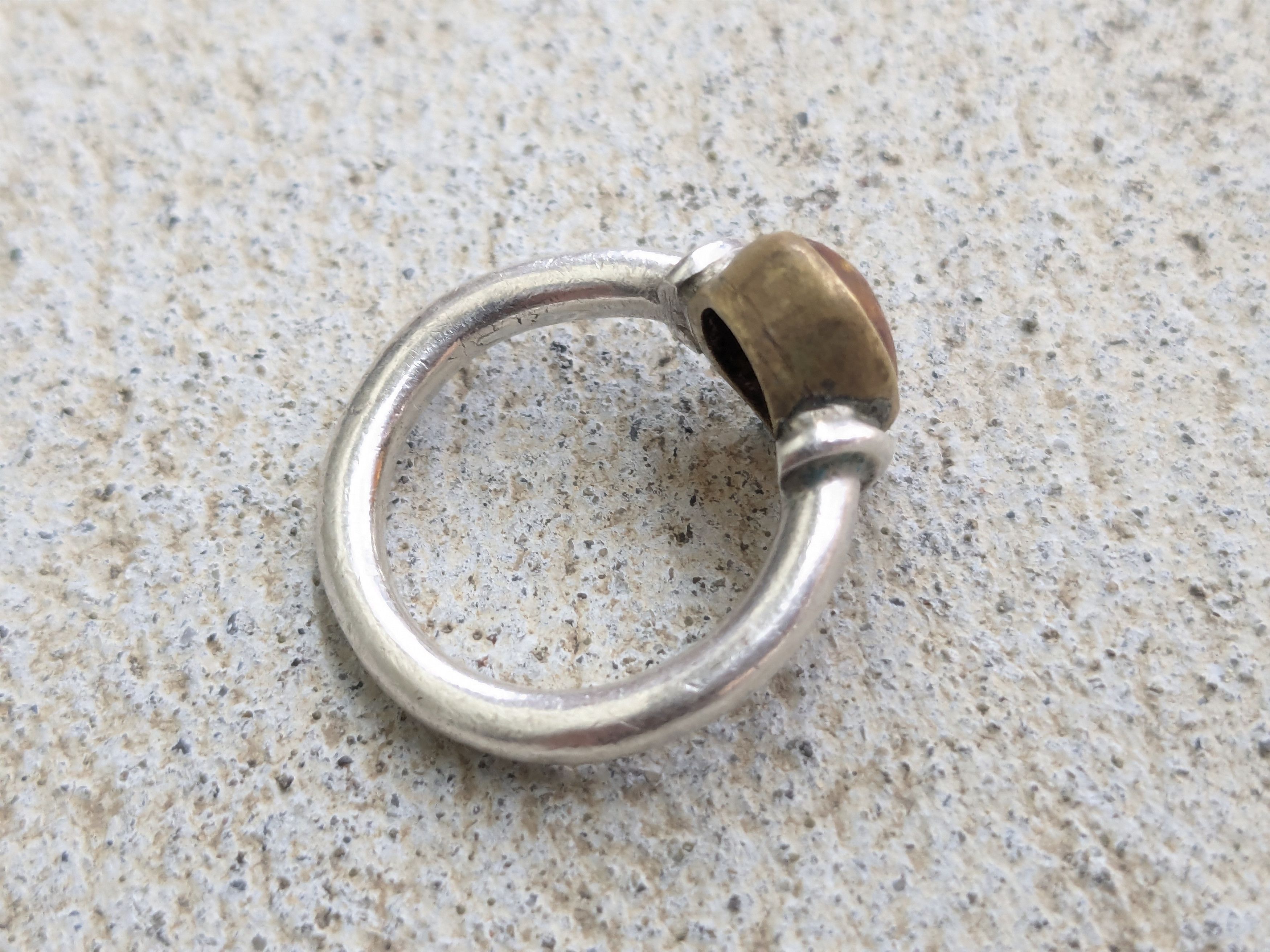 Jewelry × Sterling Silver Vintage Sterling Silver Ring Amber 7.5 Minimalist Oval Size ONE SIZE - 7 Thumbnail