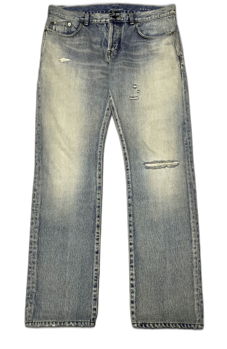 Saint Laurent Paris Saint Laurent Blue Distressed Denim Pants Size US 31 - 1 Thumbnail