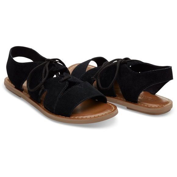 Toms Toms Black Suede Leather Lace Up Gladiator Sandals 7.5 CALIP Size US 7.5 / IT 37.5 - 8 Thumbnail
