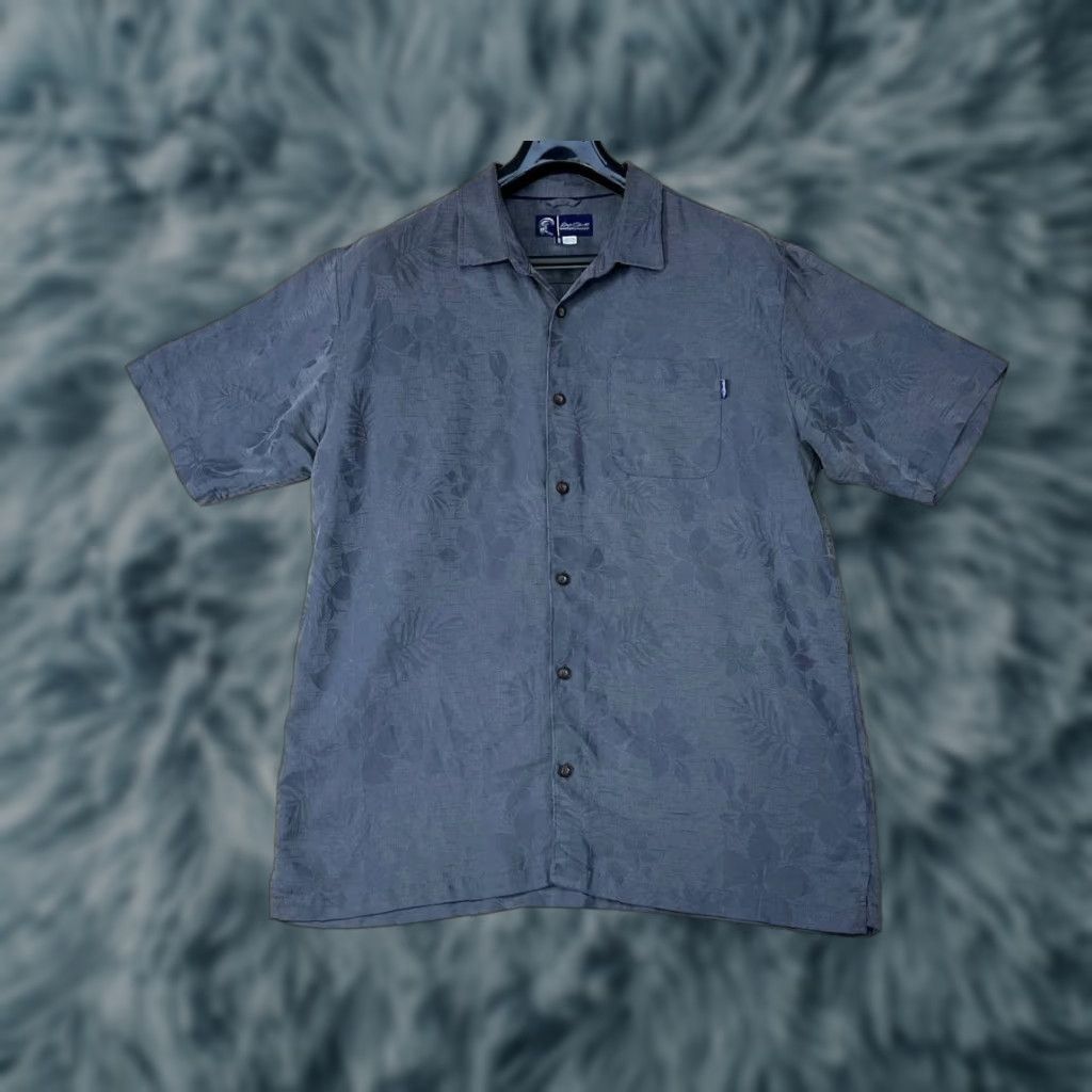O'Neill Jack O'Neill Shirt Hawaiian Floral Graphic Gray Men's Large Silk Short Sleeve Button-Up Collared Back Graphic Chest Pocket Vintage No? Size US L / EU 52-54 / 3 - 1 Thumbnail