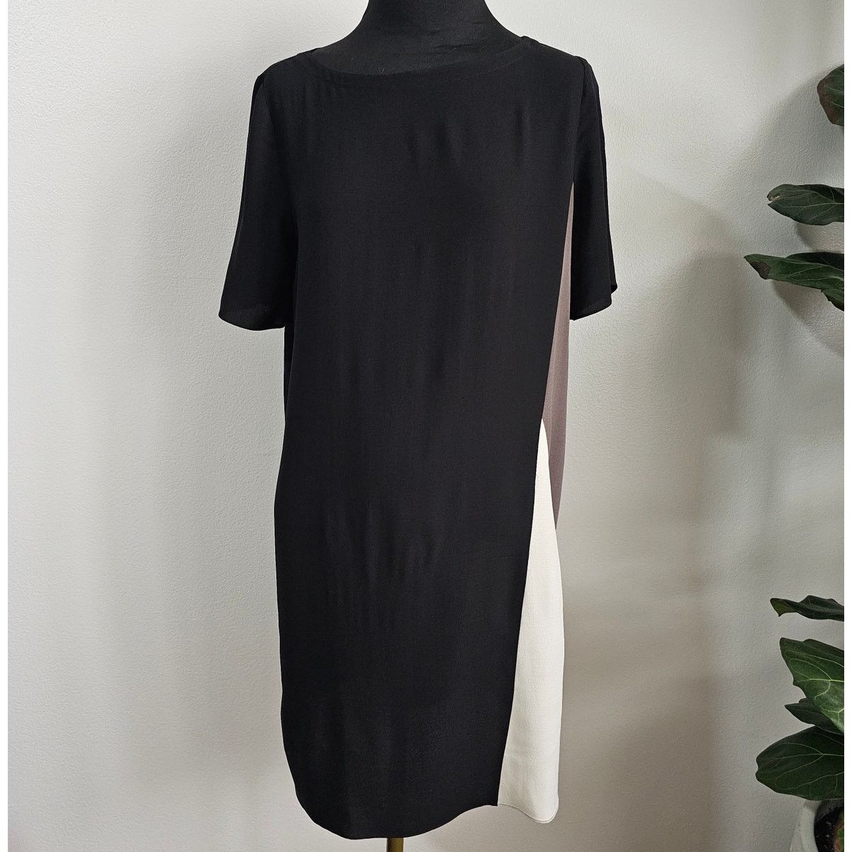 Eileen Fisher EILEEN FISHER Colorblock Silk Georgette Crepe Shift Dress XS Size XS / US 0-2 / IT 36-38 - 2 Thumbnail