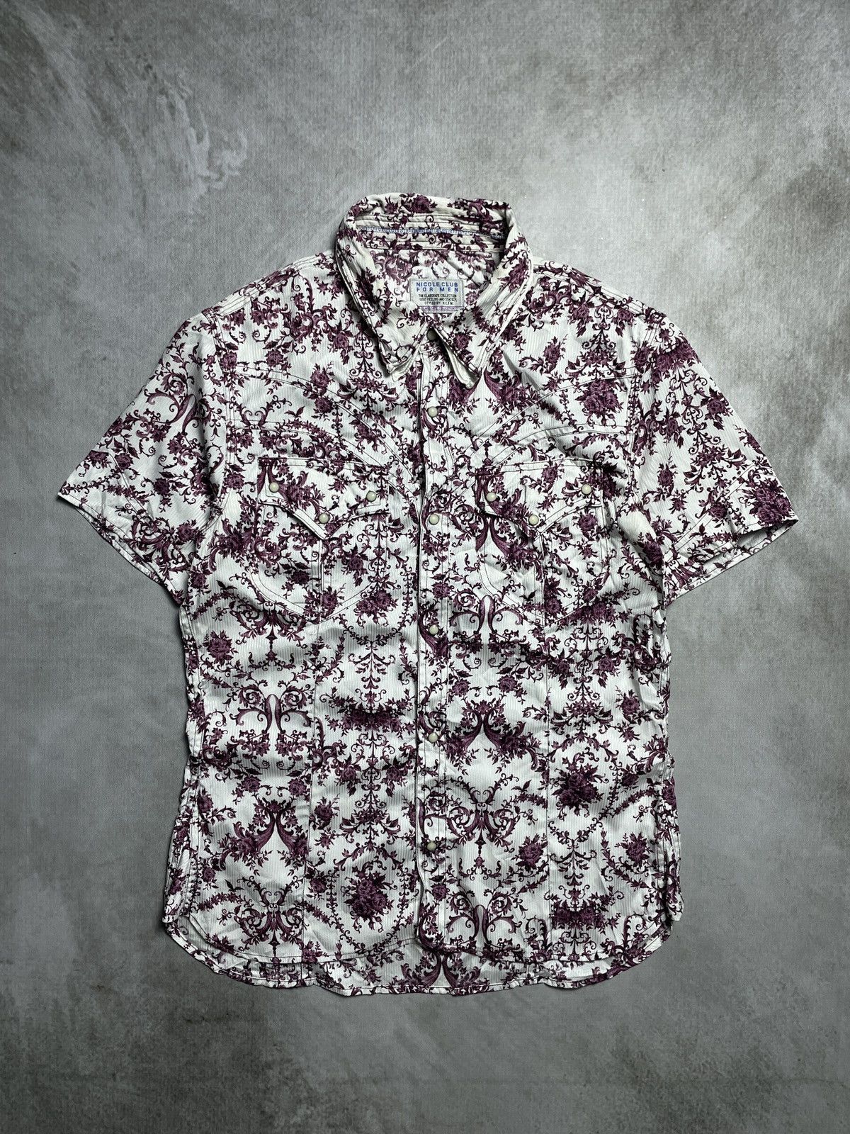 If Six Was Nine 2000’s NCFM - Floral Vkei Style Double Collar Button Shirt Size US M / EU 48-50 / 2 - 1 Thumbnail