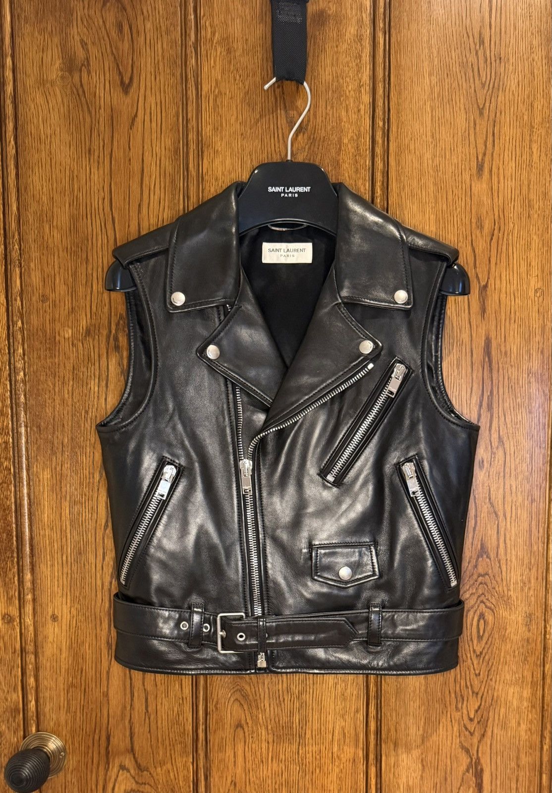 Saint Laurent Paris SS13 Saint Laurent sleeveless biker vest leather jacket L01 Size US S / EU 44-46 / 1 - 1 Thumbnail
