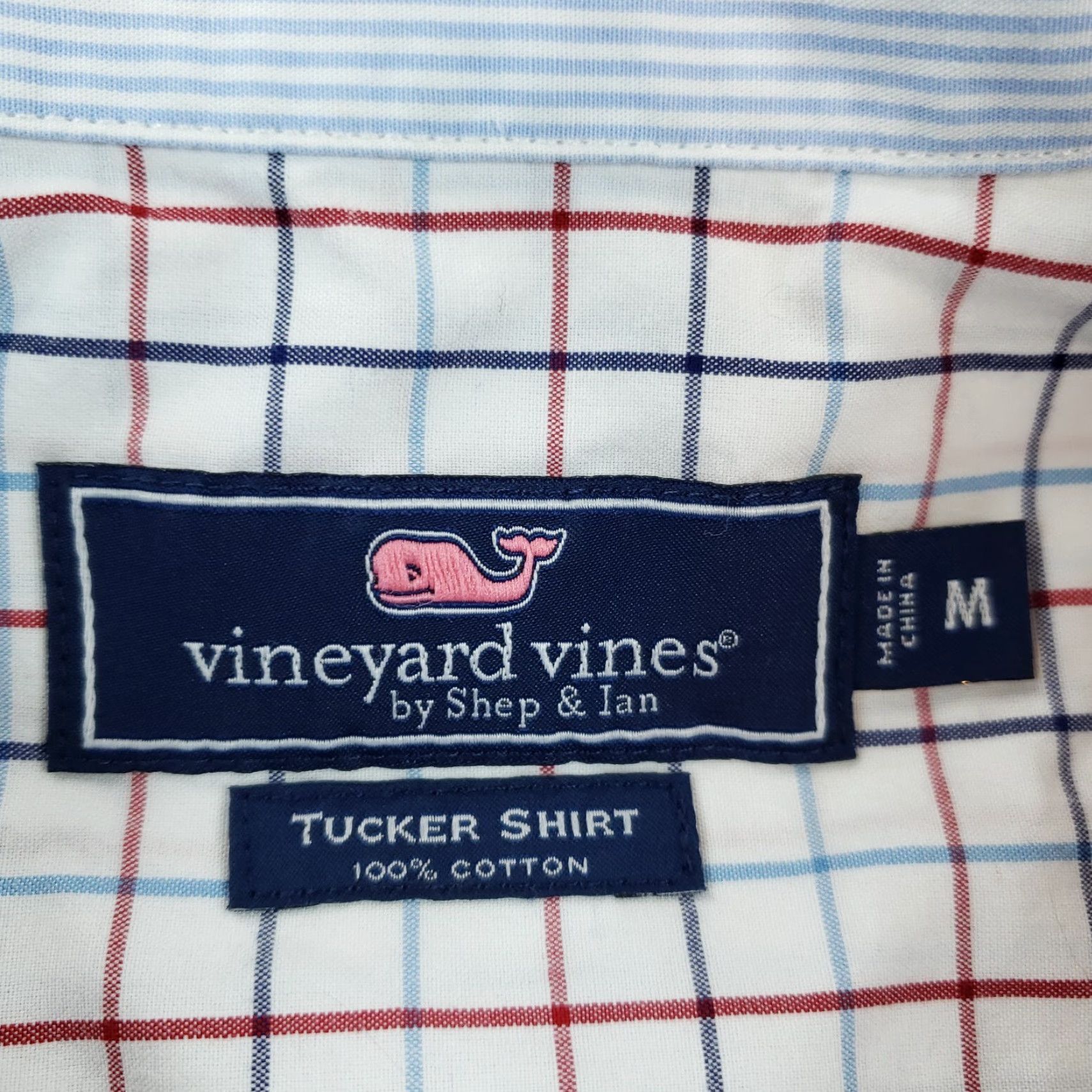Vineyard Vines Vineyard Vines Mens Medium White Blue Plaid Long Sleeve Button Up Shirt Size US M / EU 48-50 / 2 - 5 Thumbnail