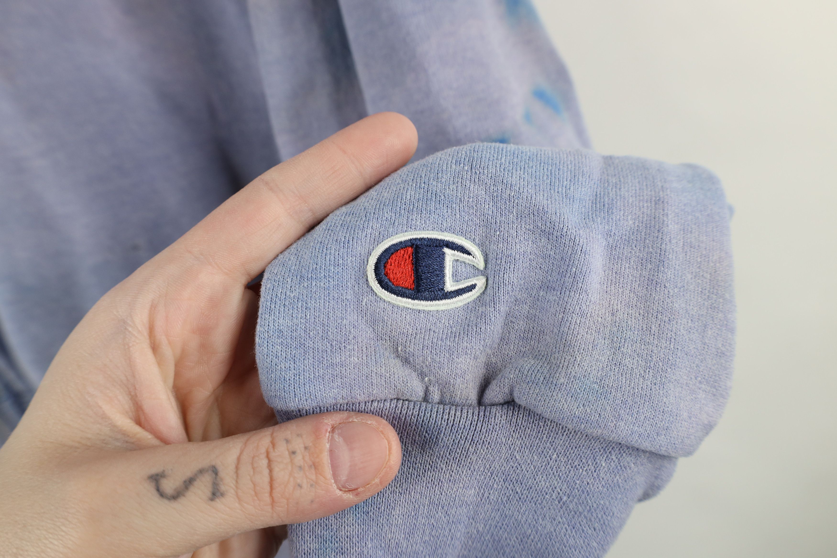 Champion × Vintage Vintage Champion Acid Wash Full Zip Hoodie Sweatshirt Blue Size US XL / EU 56 / 4 - 4 Thumbnail