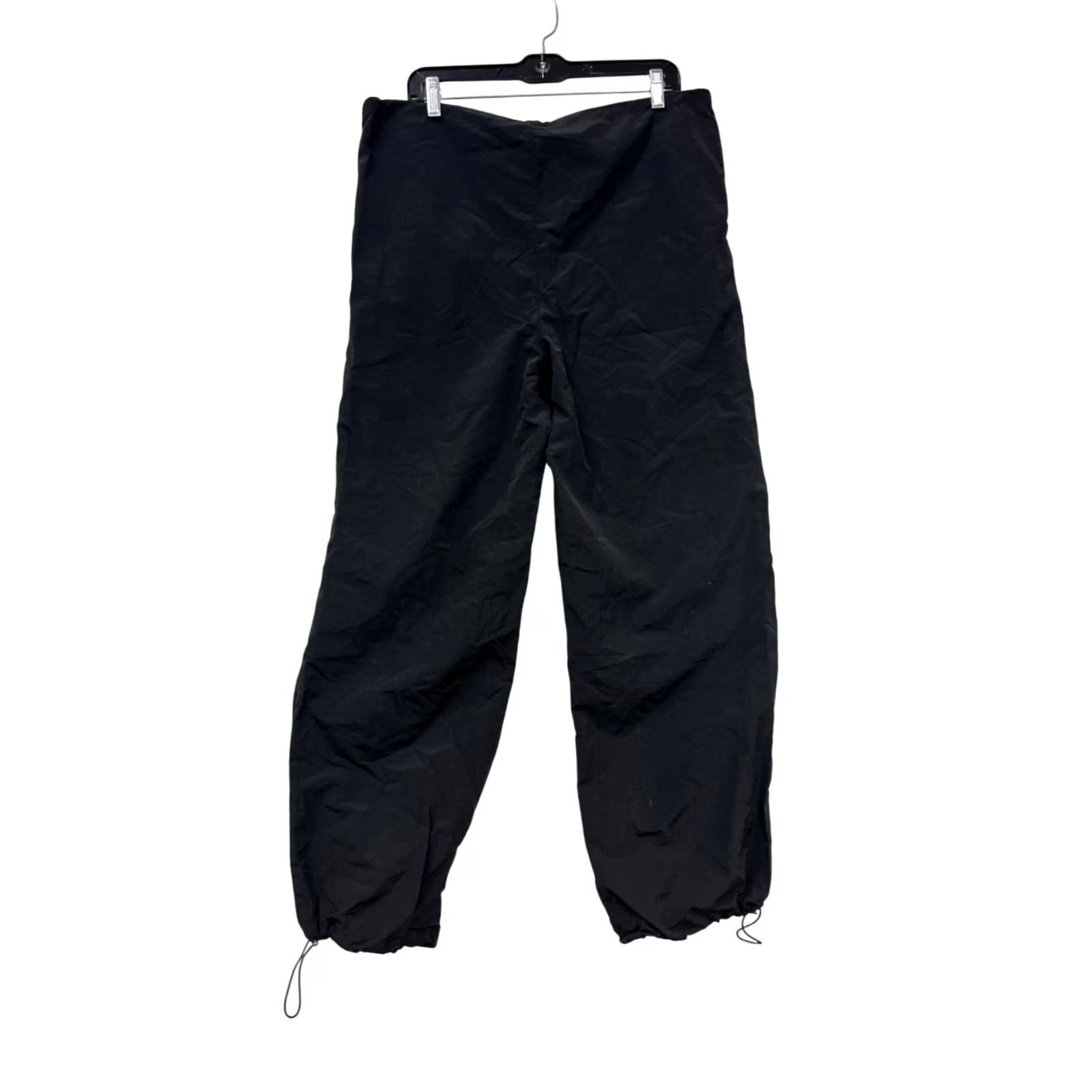 Vintage Halara Black Drawstring Ankle Pants S Womens Regular Nylon Trousers Joggers Pockets 776A Size 28" / US 6 / IT 42 - 2 Thumbnail